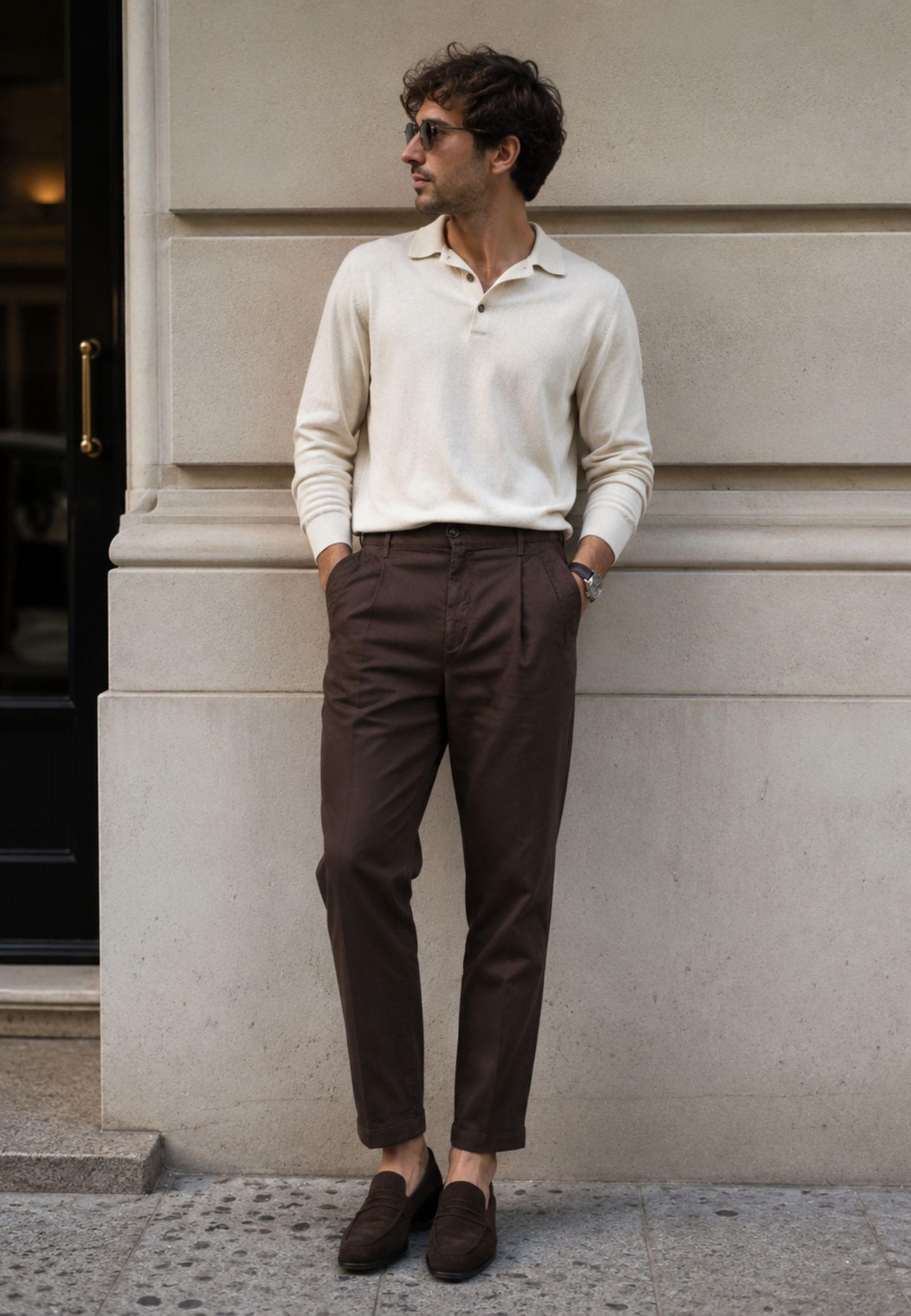 Pantalone Briglia 1949 in puro lino 100% - Marrone scuro