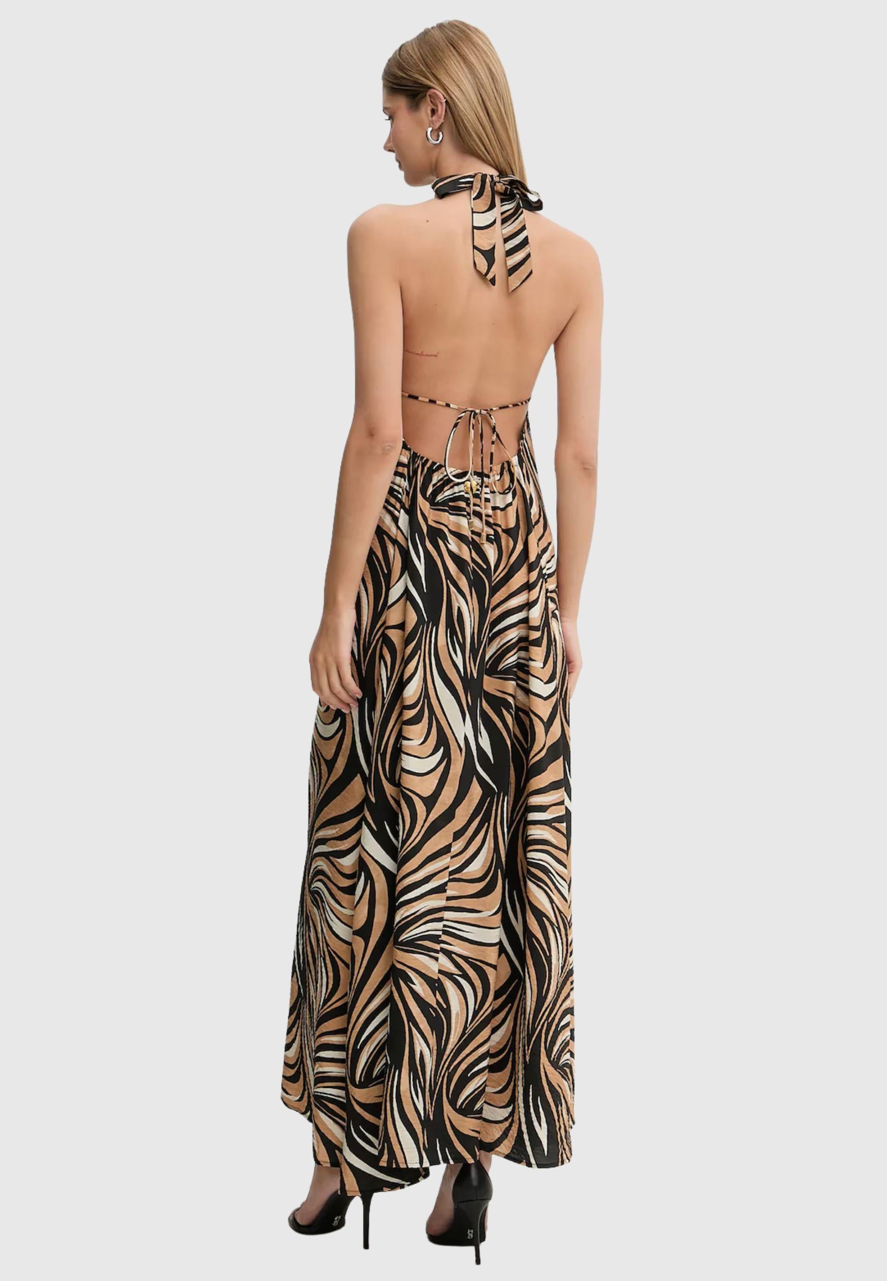 Abito lungo Twinset con stampa grafica effetto zebra