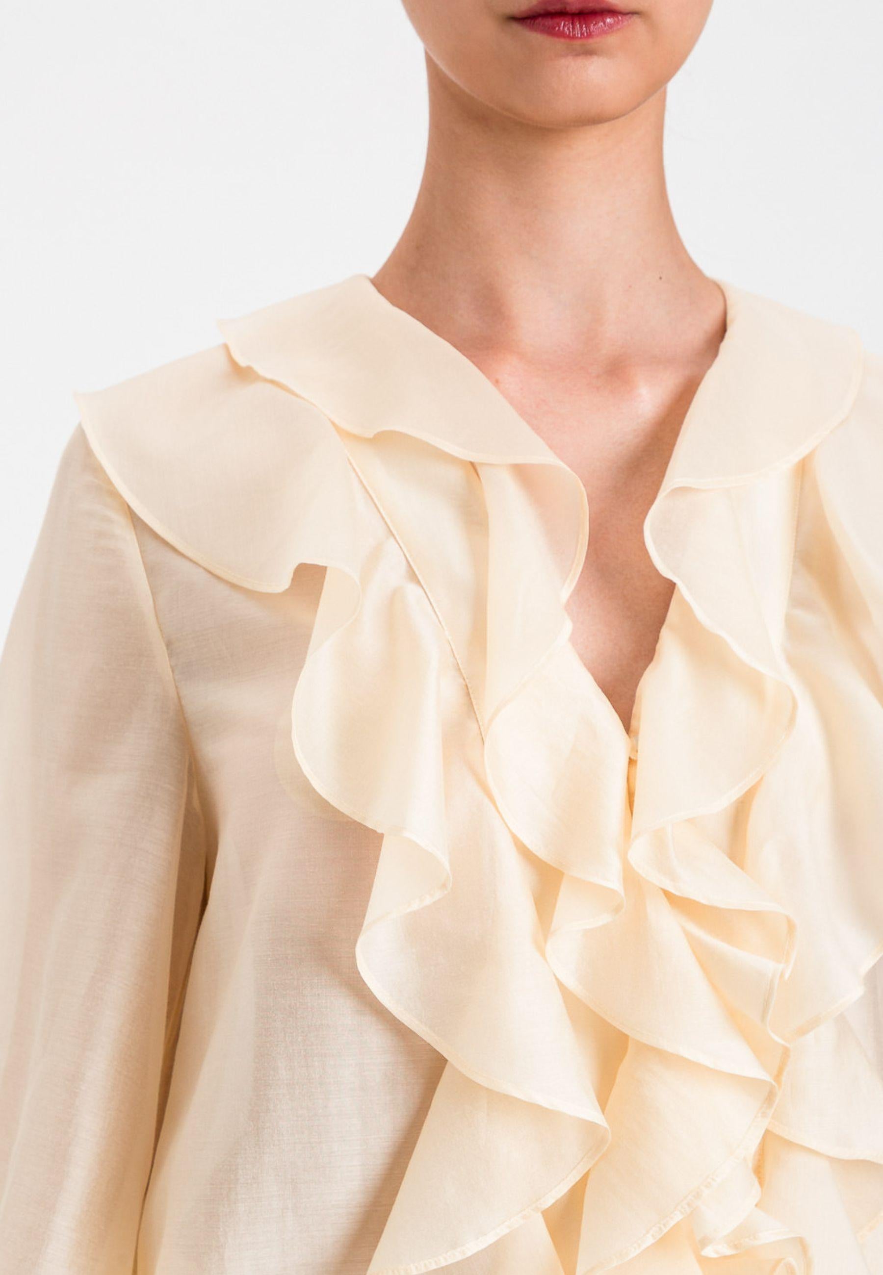 Twinset Blusa con Rouches in Lyocell Blend - Giallo Pastello