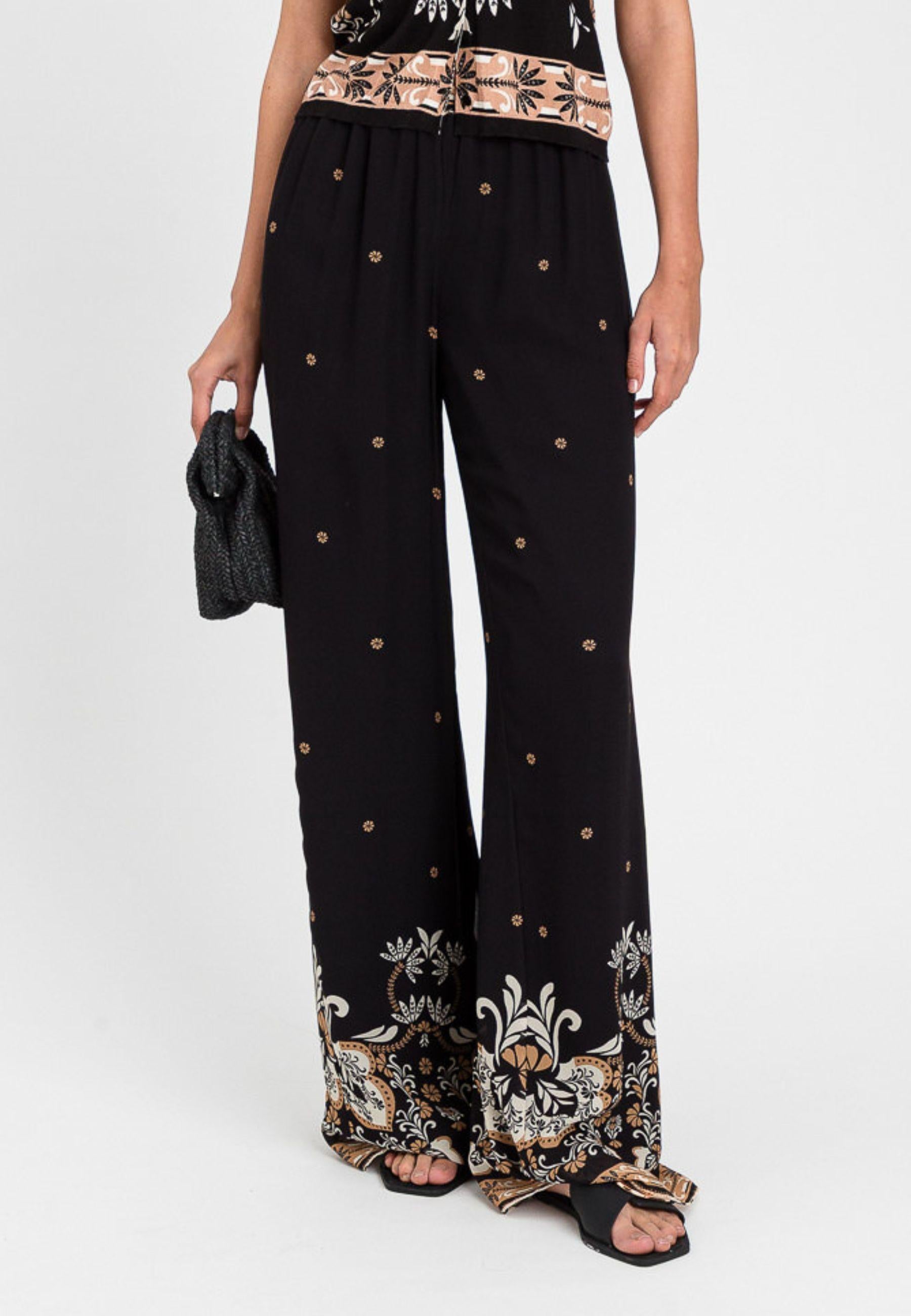 Twinset - Pantalone Palazzo Stampa Foulard