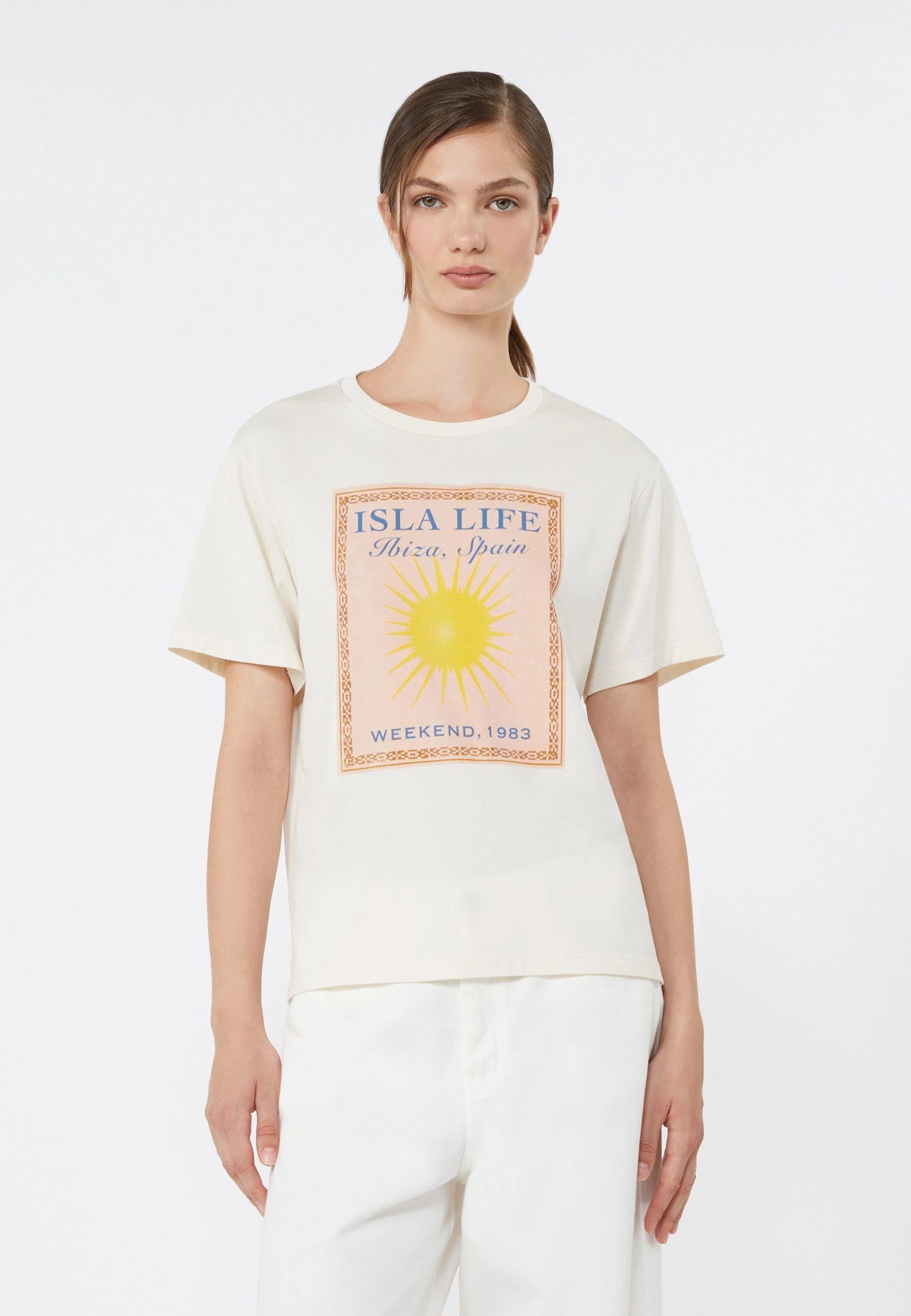 T-shirt in jersey di cotone con stampa frontale