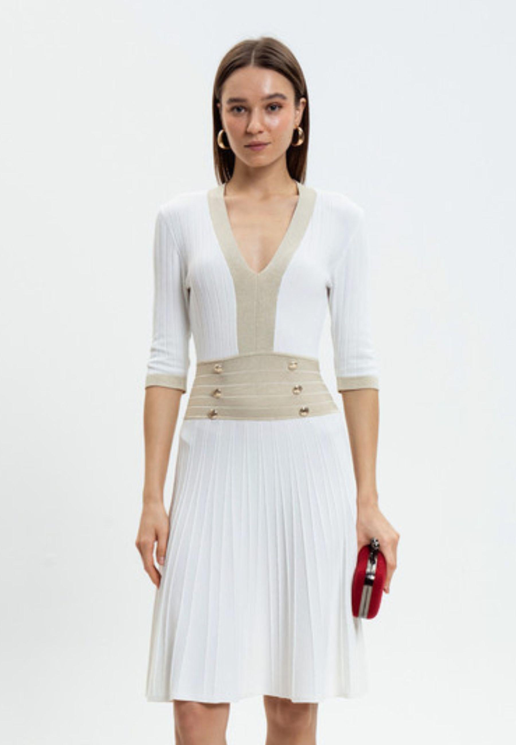 Abito bianco in maglia con lurex