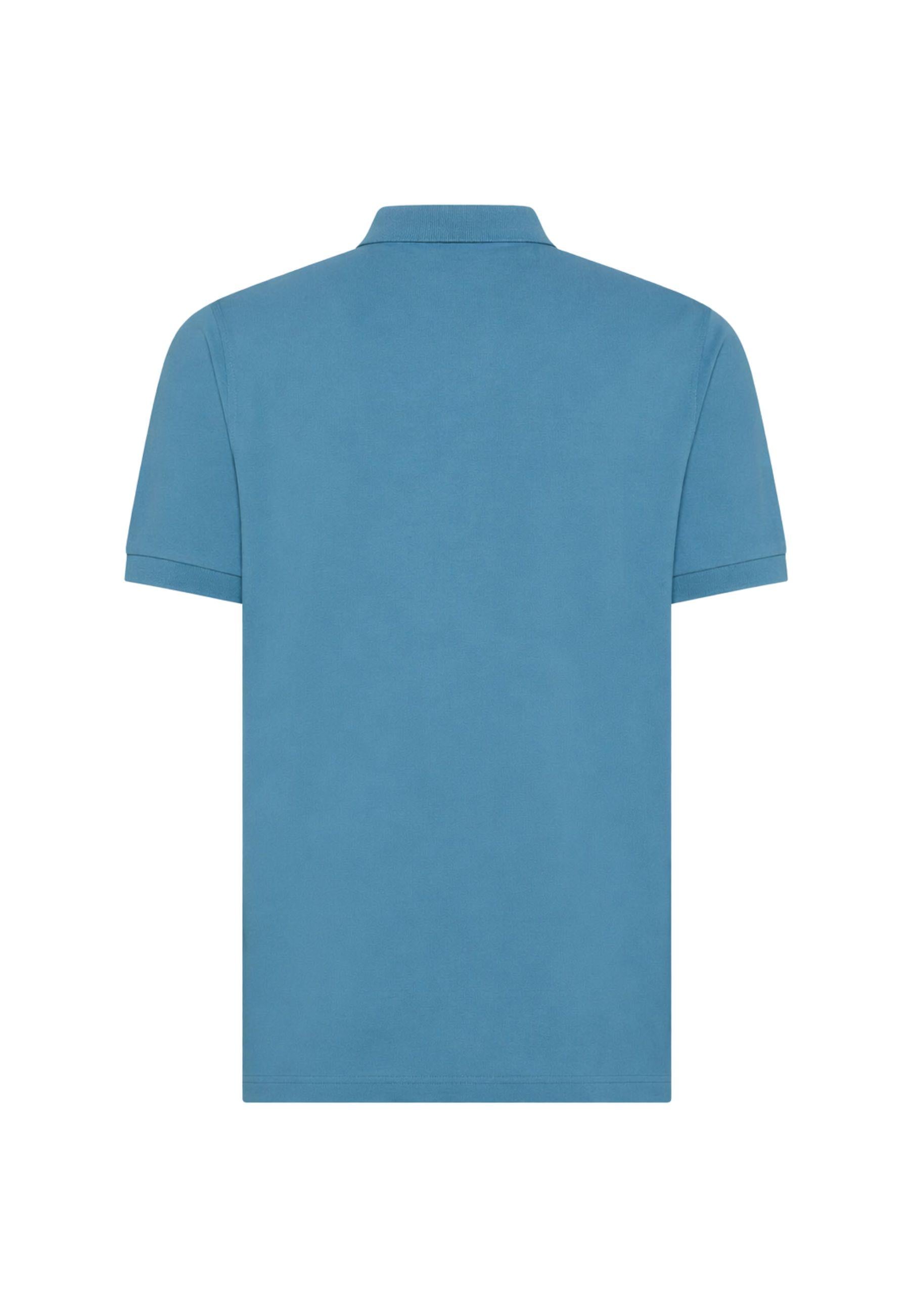 Polo in cotone blu avio con ricamo logo