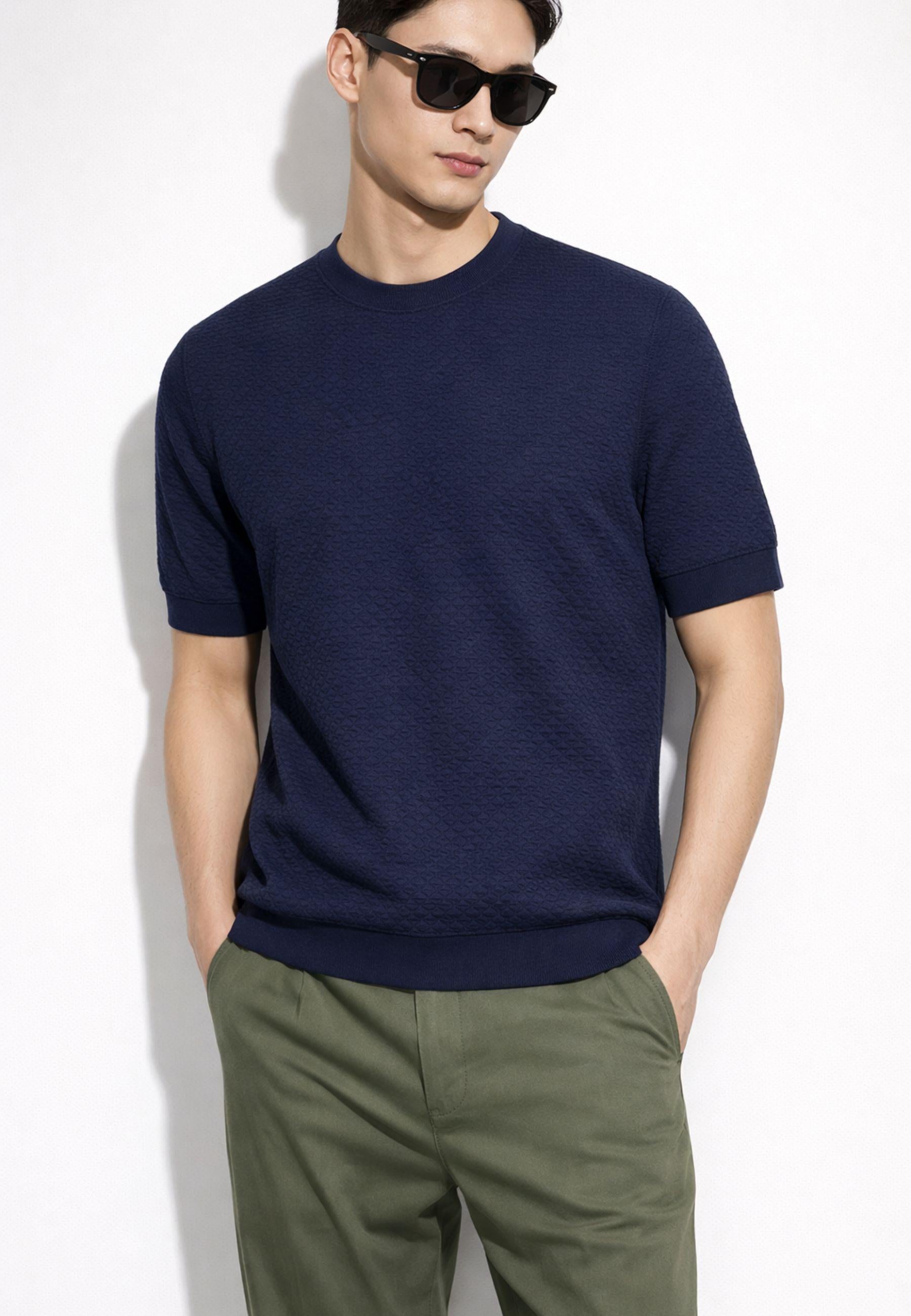 Maglia girocollo in cotone - Blu Navy