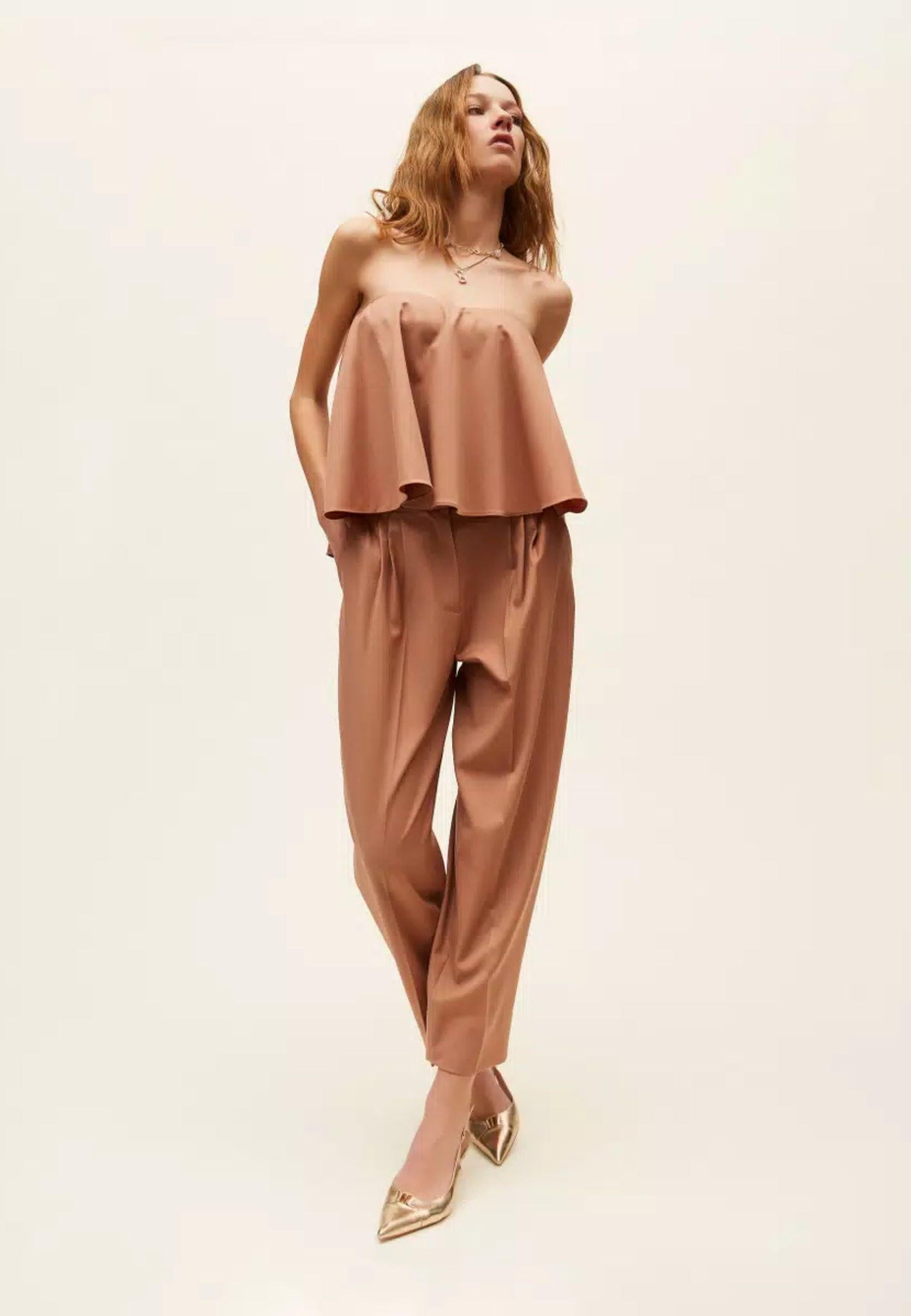 Pantaloni cropped in fresco di misto lana