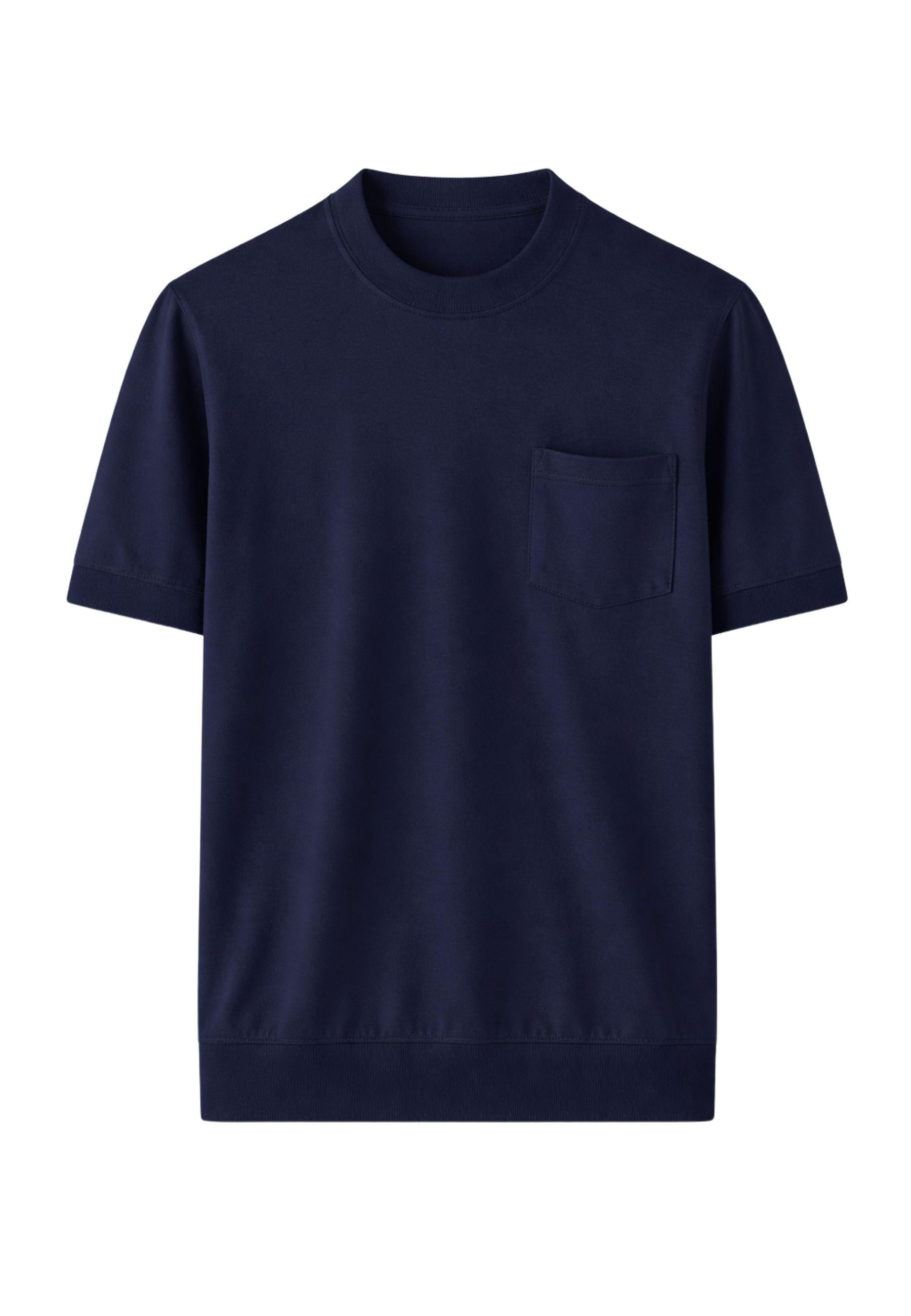 Paolo Pecora - T-shirt in pura seta blu navy
