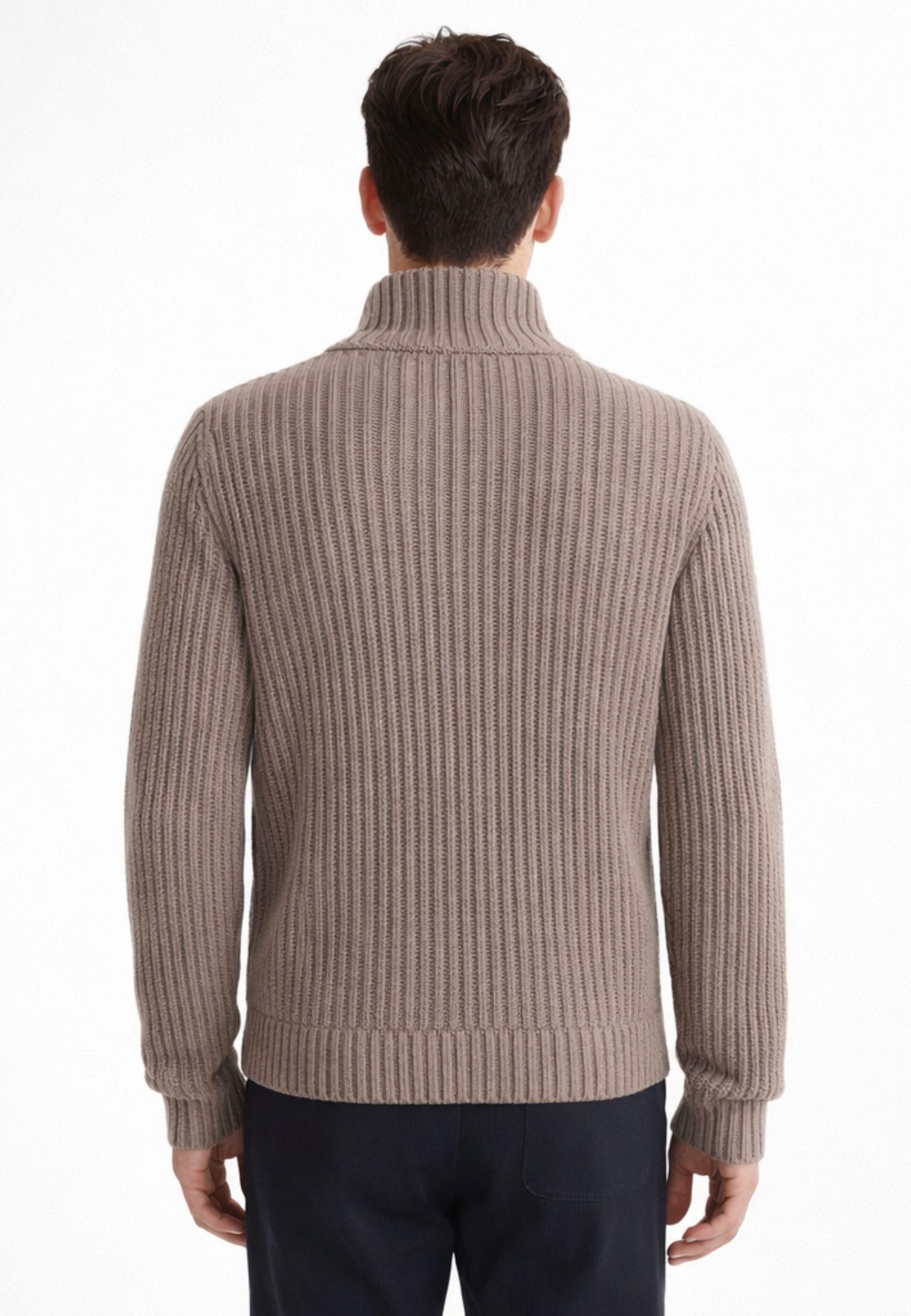 Cardigan in lana merino a coste con zip