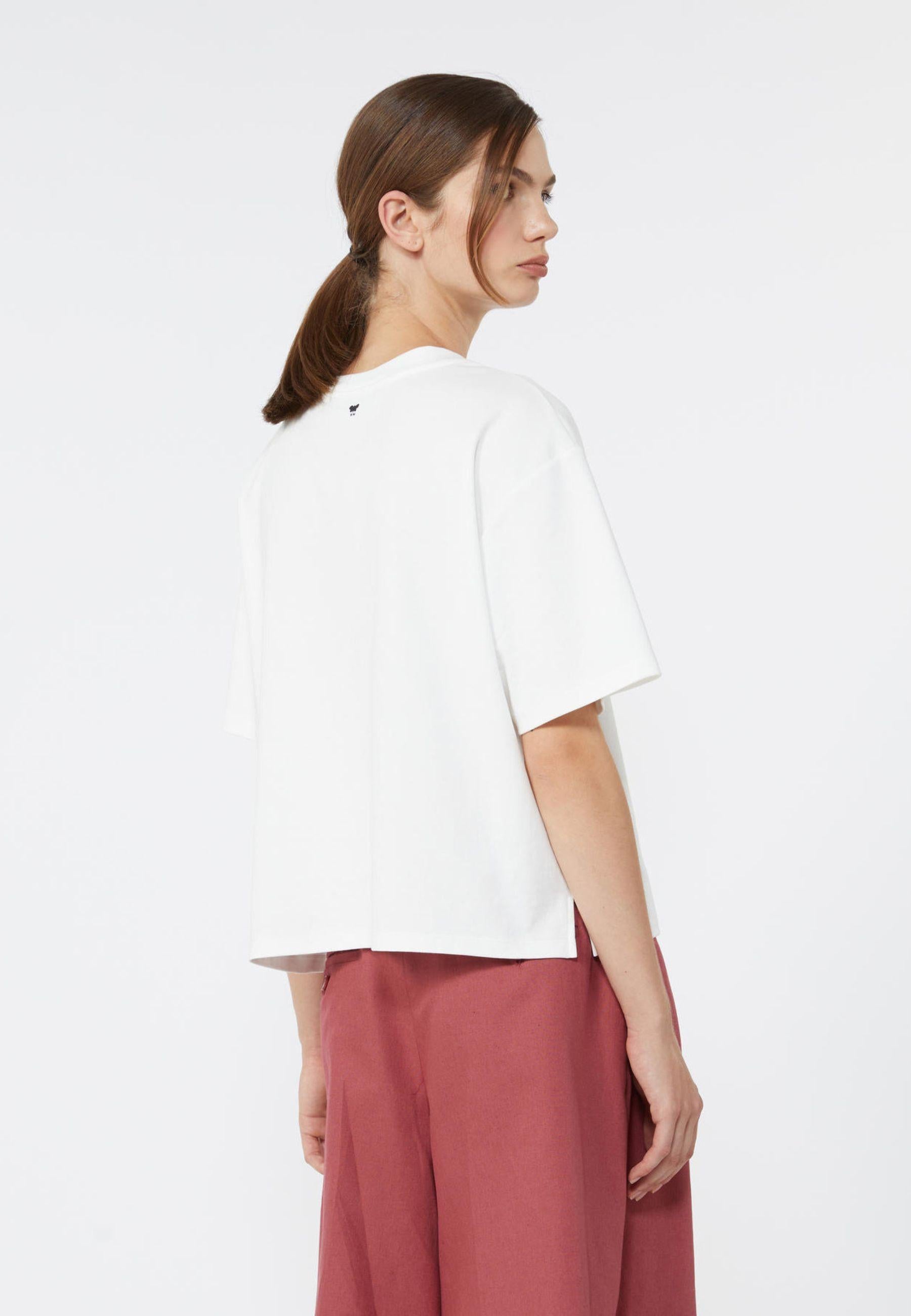 Weekend Max Mara - T-shirt in jersey interlock di puro cotone con ricamo
