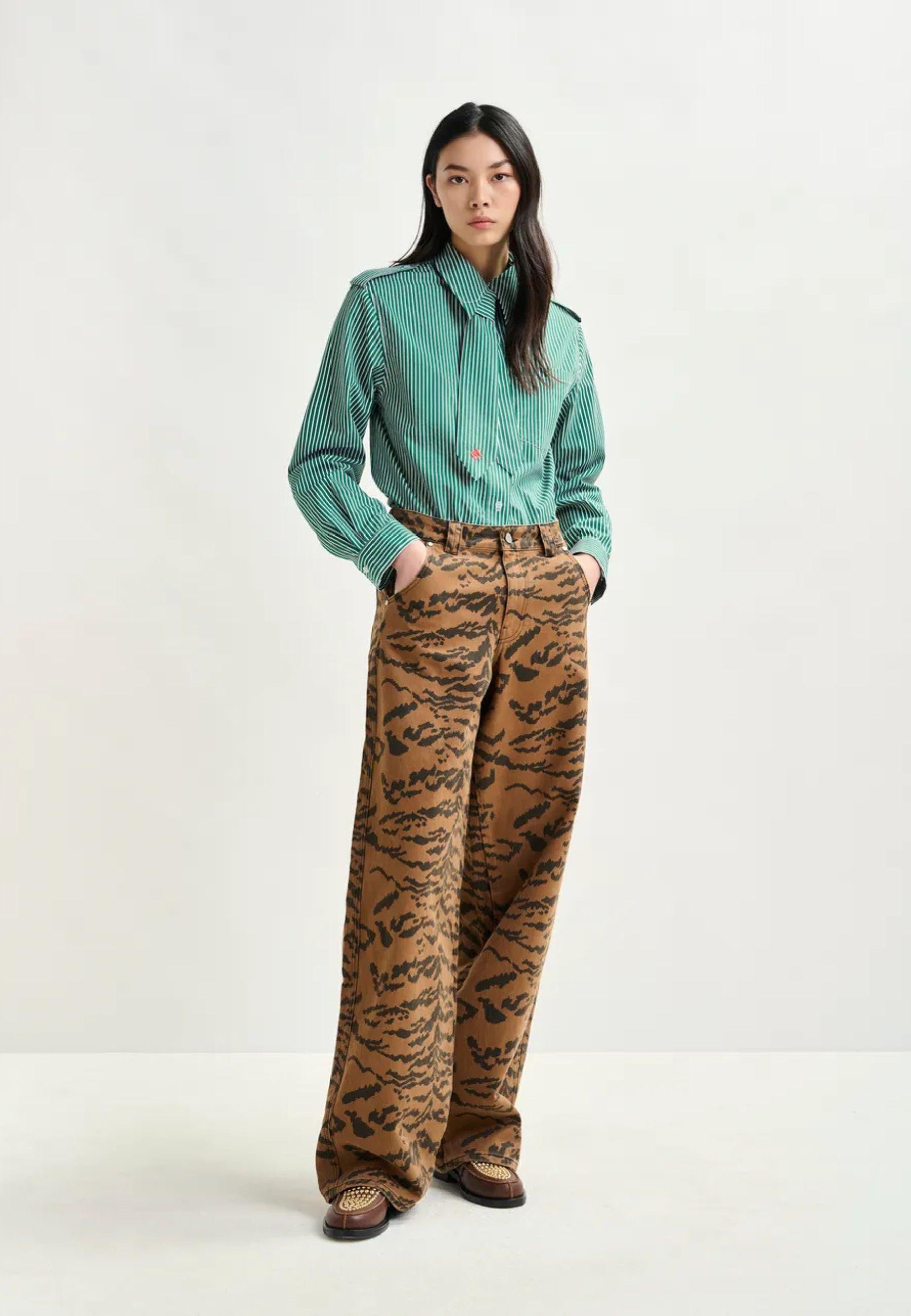 Camicia boxy a righe con fiocco removibile - Essentiel Antwerp