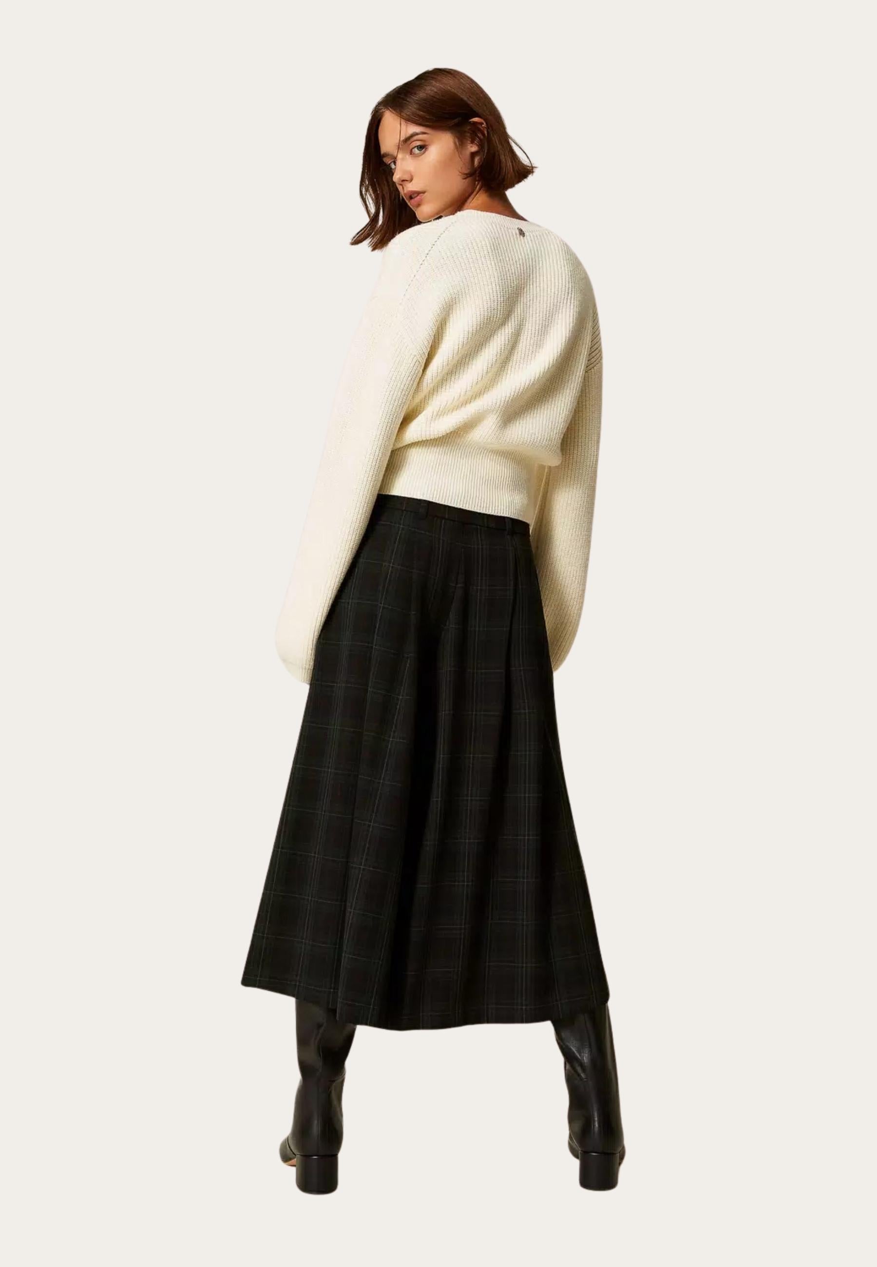 Gonna Pantalone Actitude by Twinset in Tartan Verde