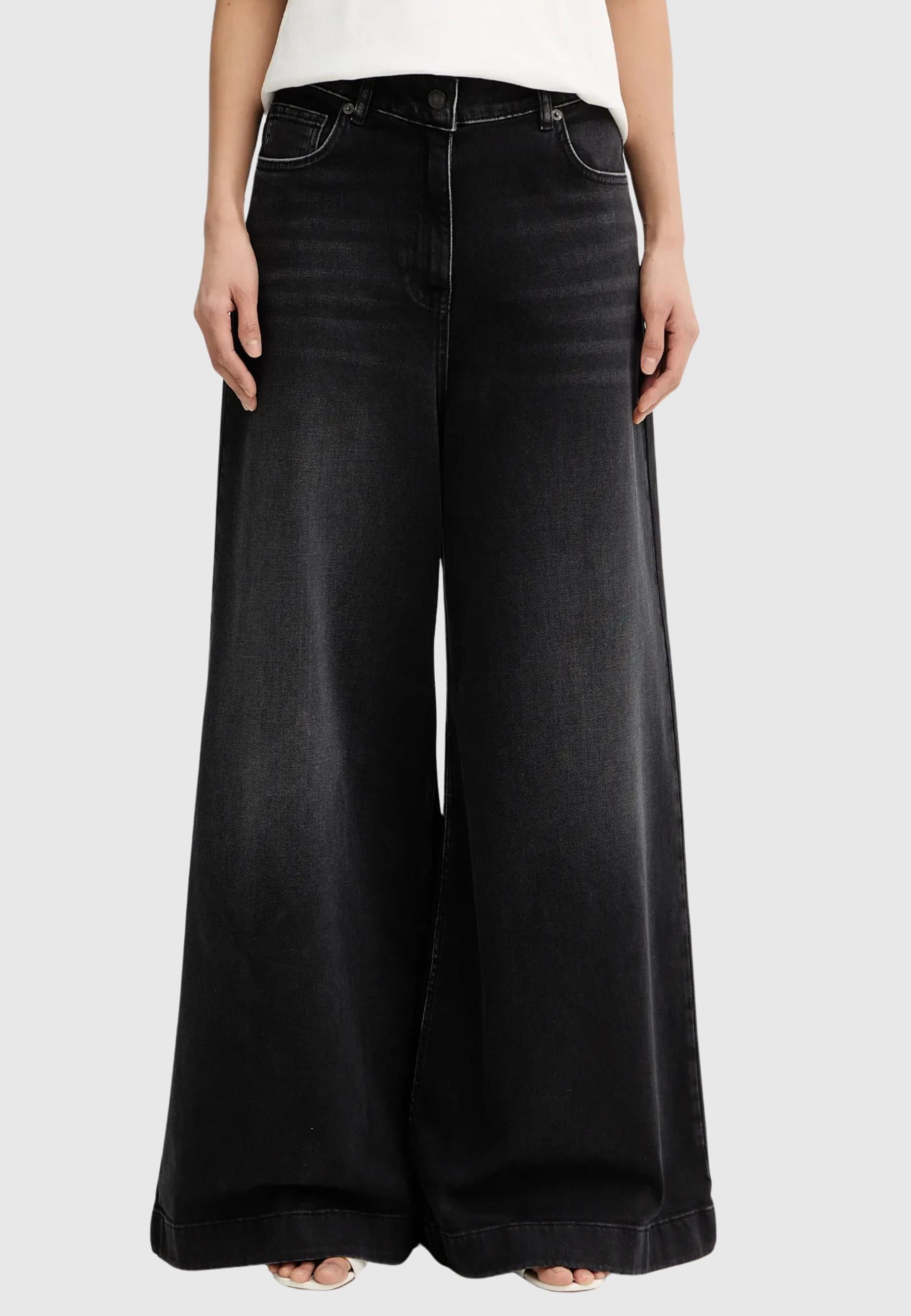 Jeans Wide Leg Donna - Nero