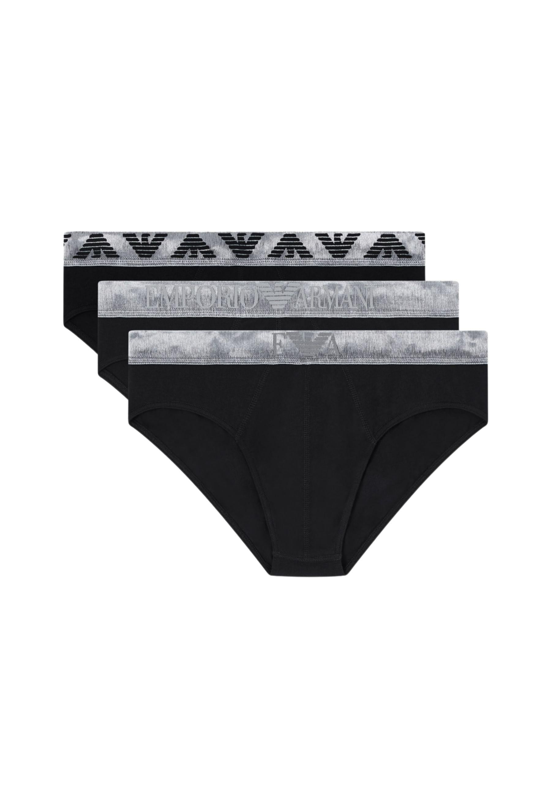 EMPORIO ARMANI - Pack 3 Slip in Jersey Organico Shiny Logoband ASV
