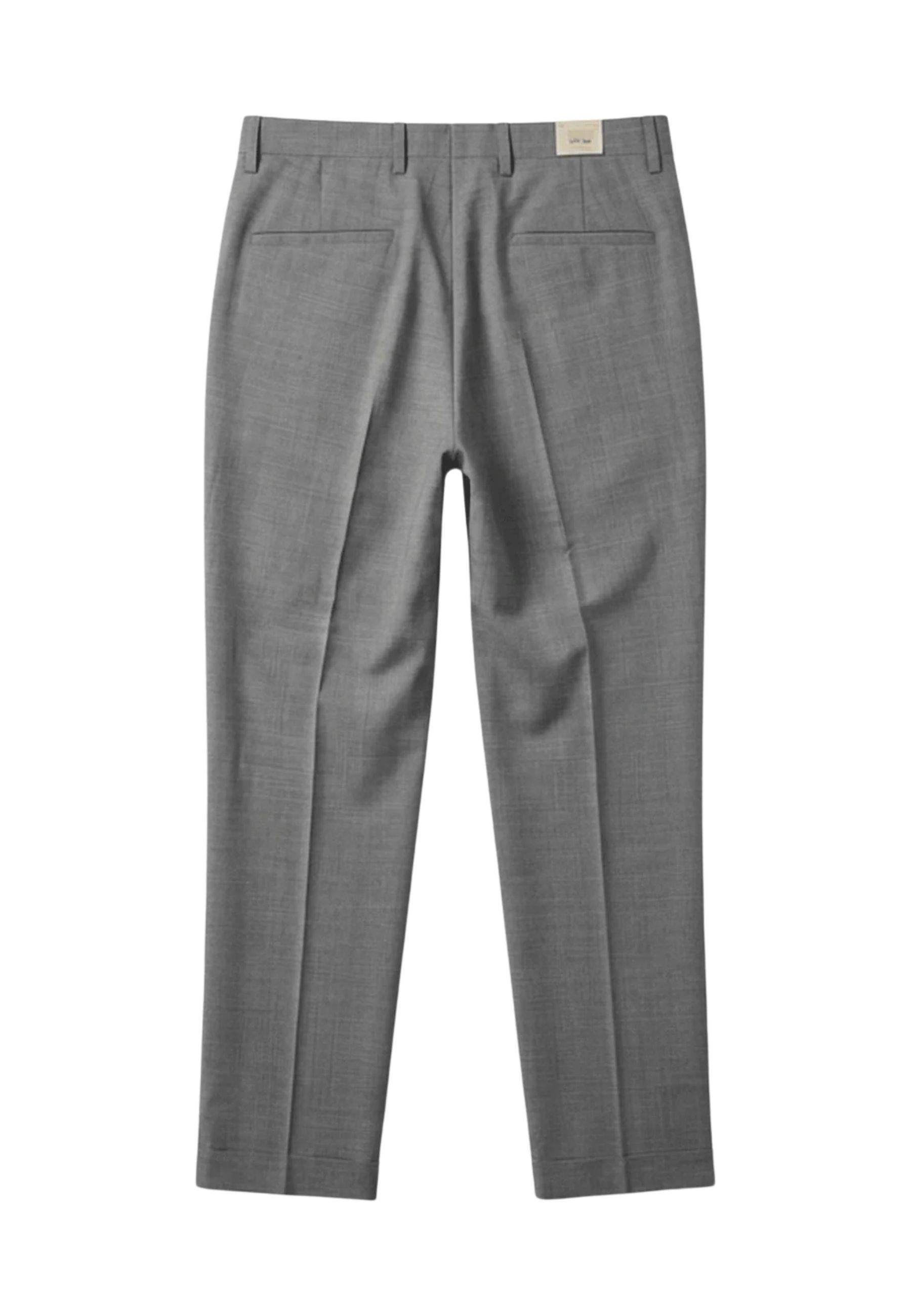 Pantalone Sartoriale Grigio Mélange con Risvolto Uomo