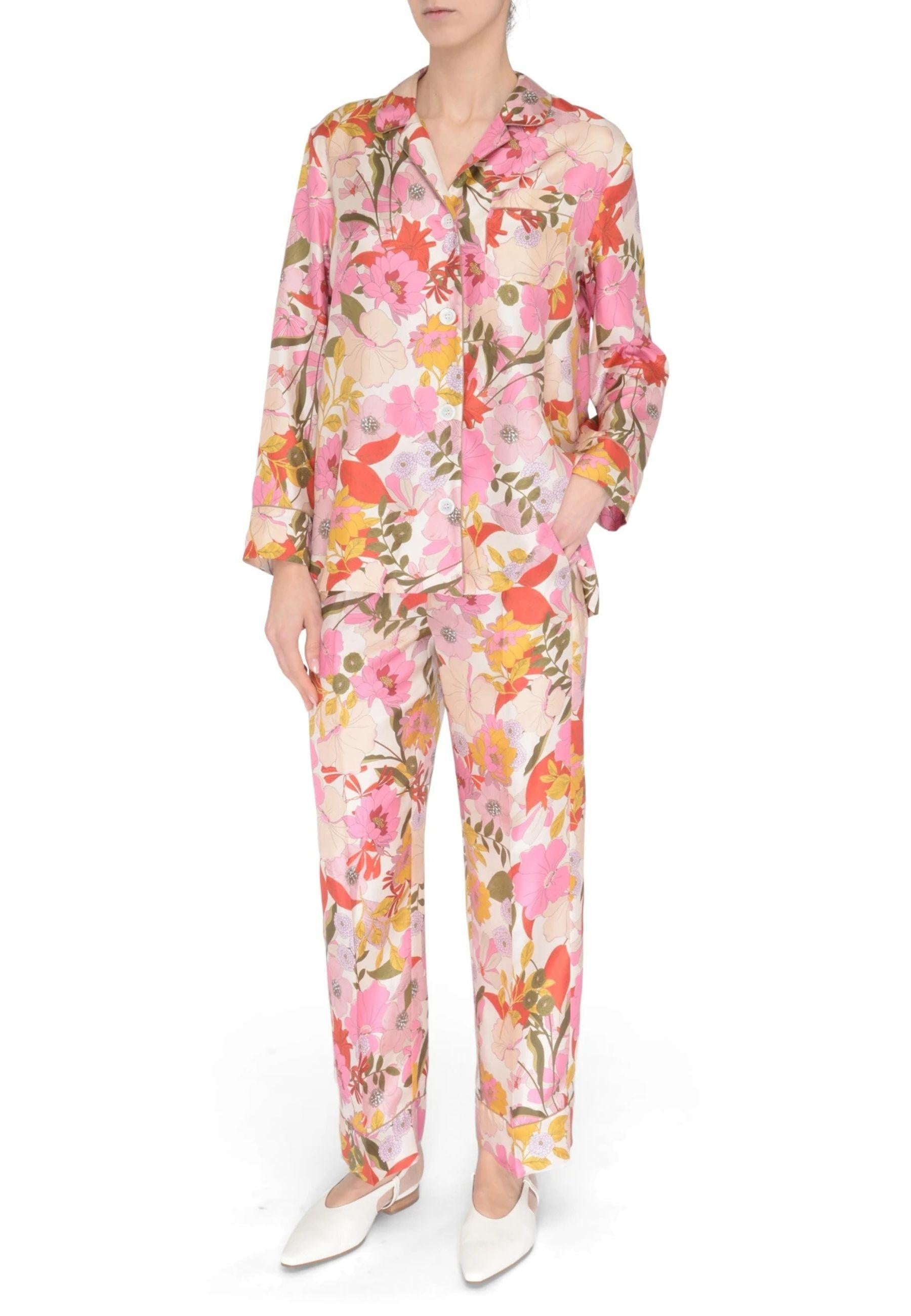 Pantalone Leda in twill di pura seta floreale - 'S Max Mara