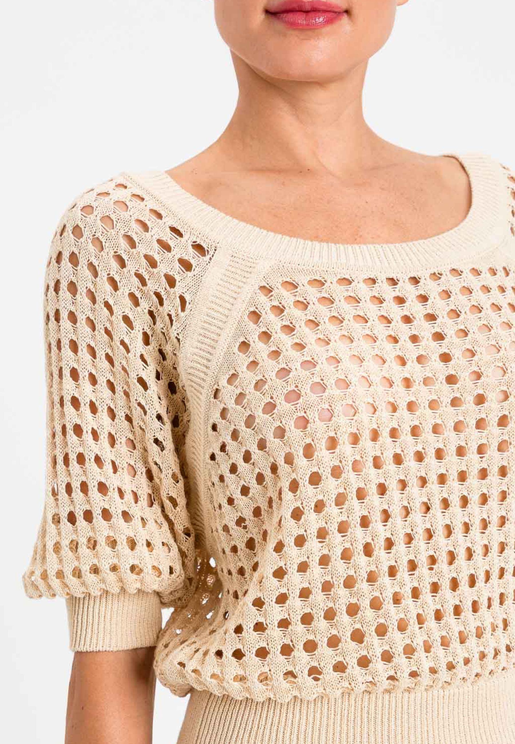Twinset Maglia Traforata in Cotone Blend - Giallo Chiaro