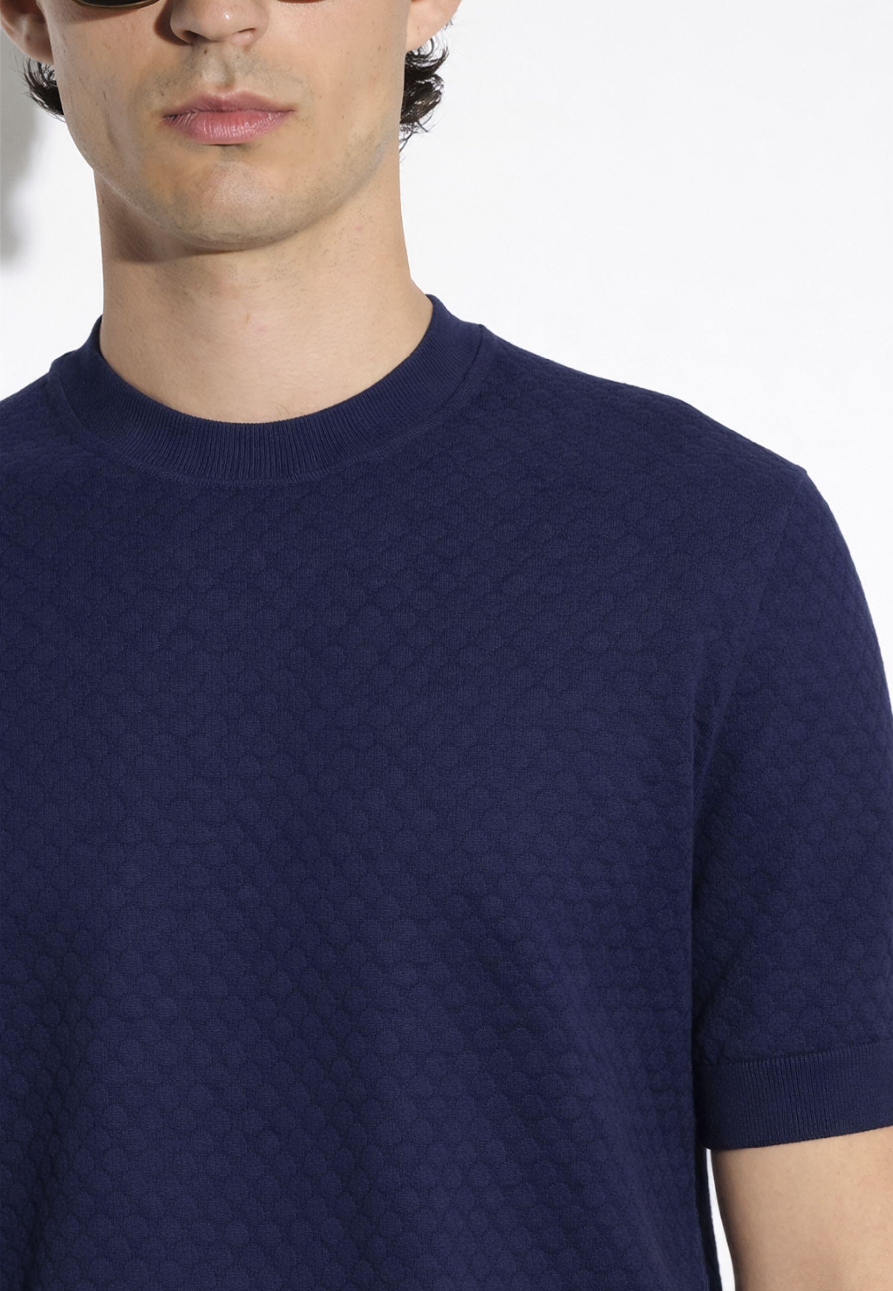 Maglia girocollo in cotone - Blu Navy