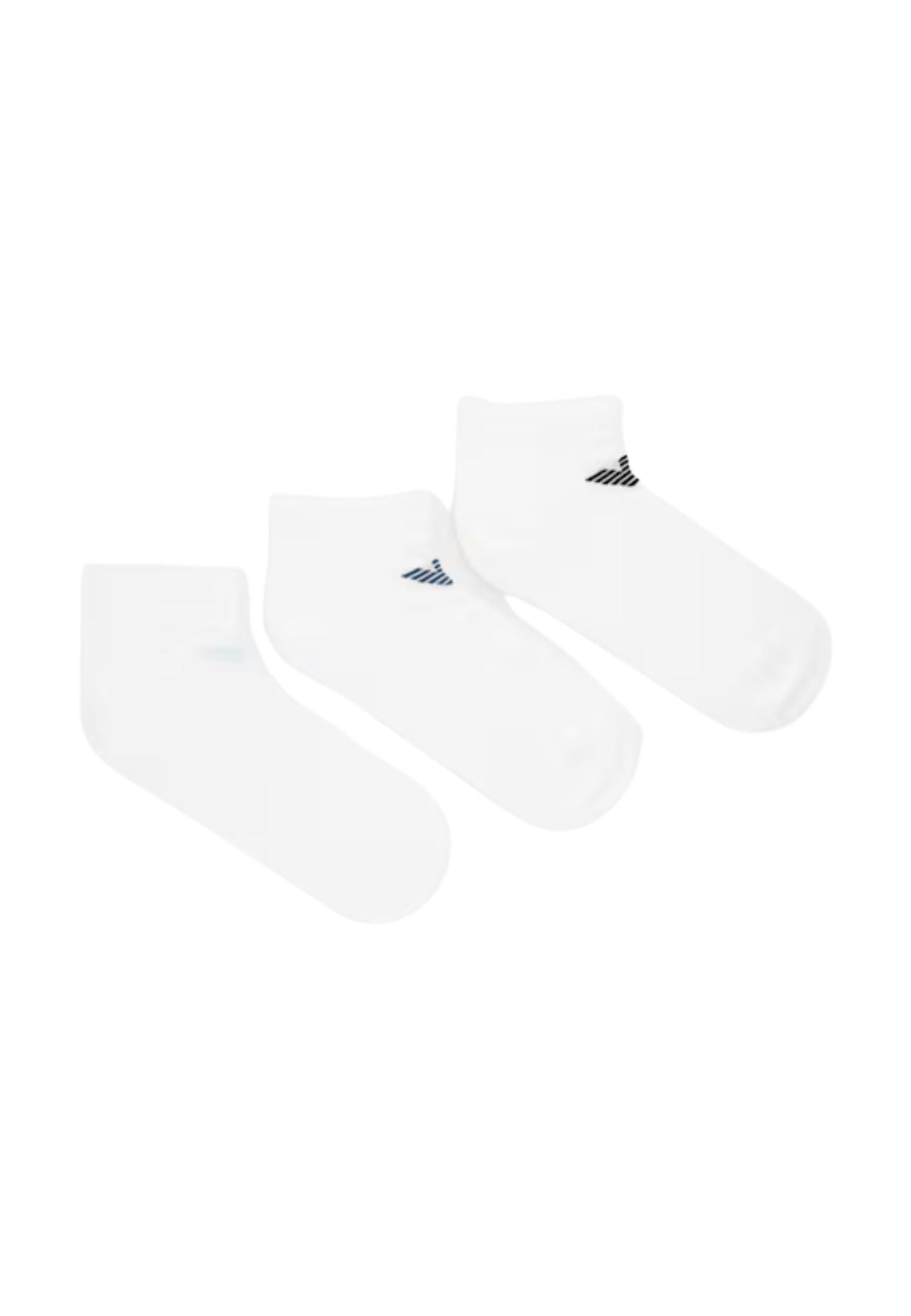 Emporio Armani Underwear - Calzini Fantasmini Uomo Pack 3 Pezzi Bianco