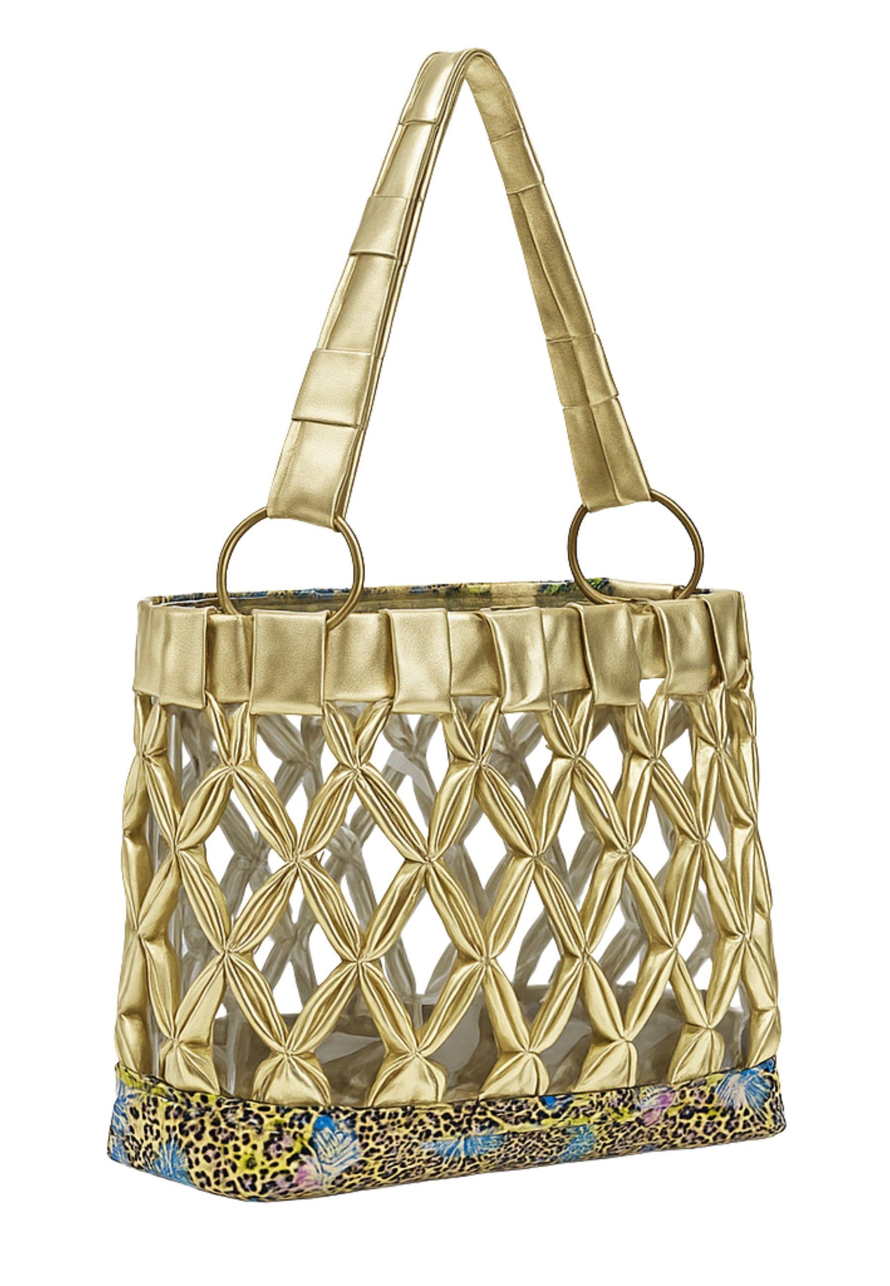 Borsa Mare Intrecciata Emamò - Eleganza Esotica in Oro e Animalier