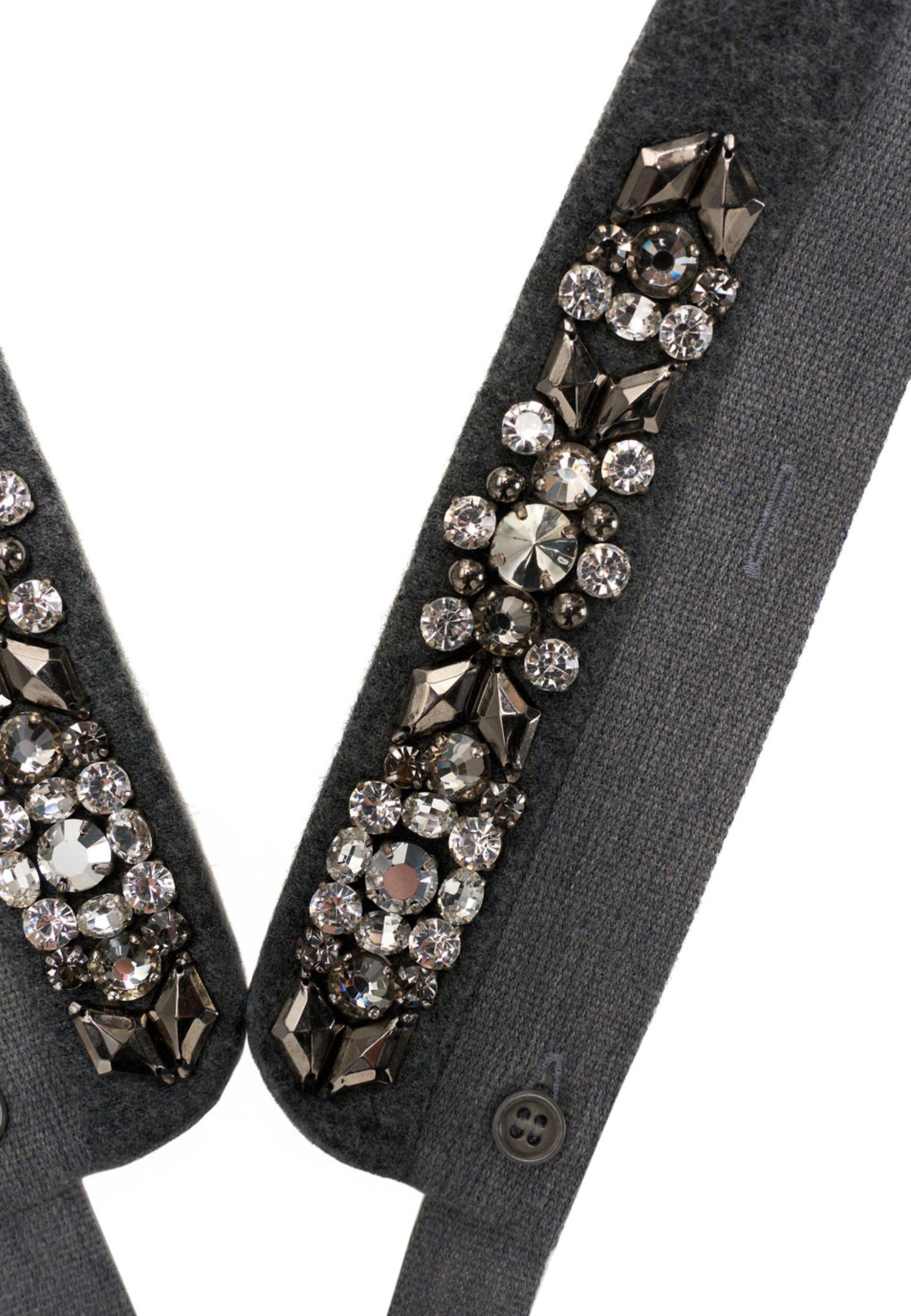 Max Mara Colletto PALMI in lana con strass - Grigio