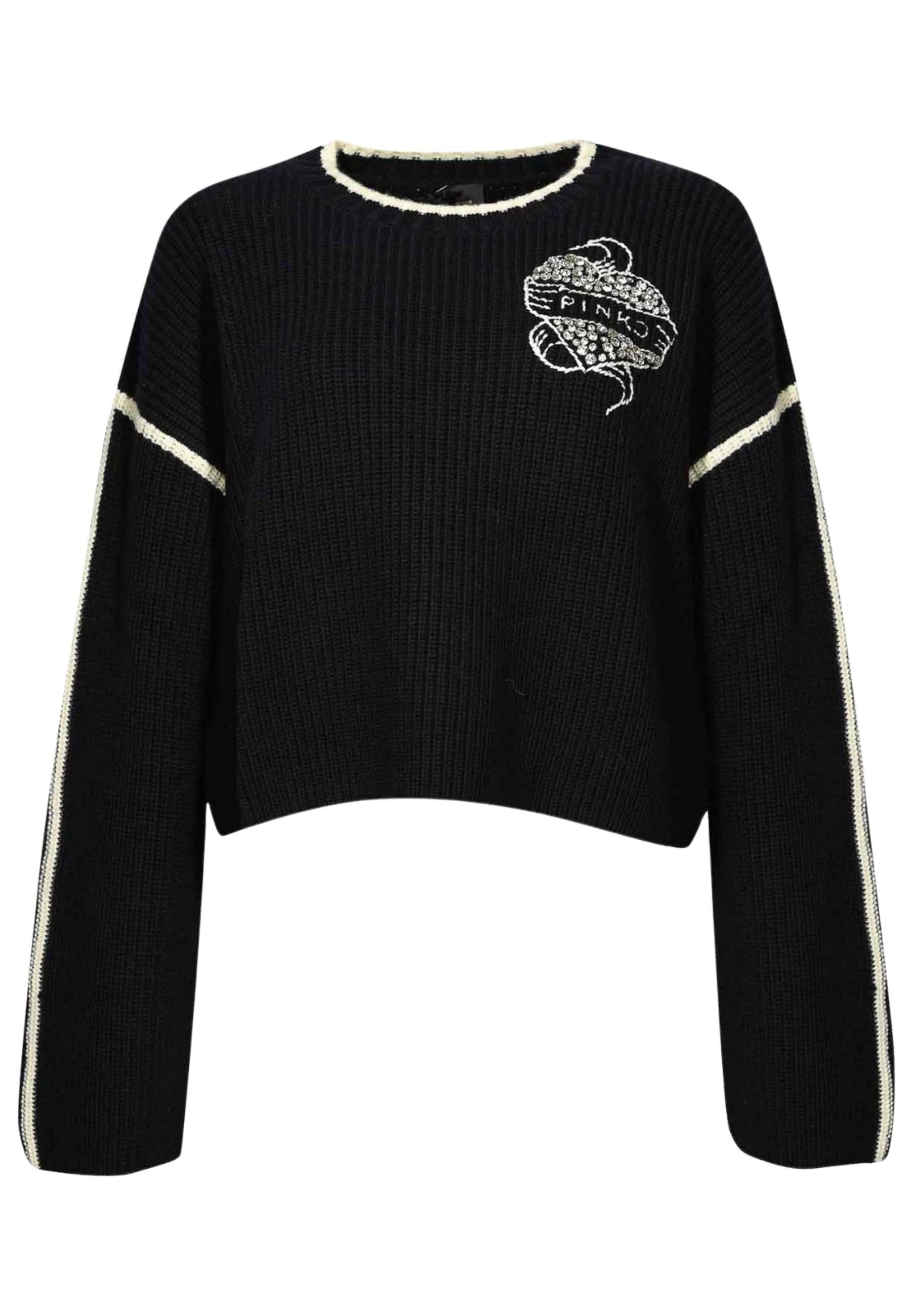 Maglione Pinko in Lana con Logo Ricamato
