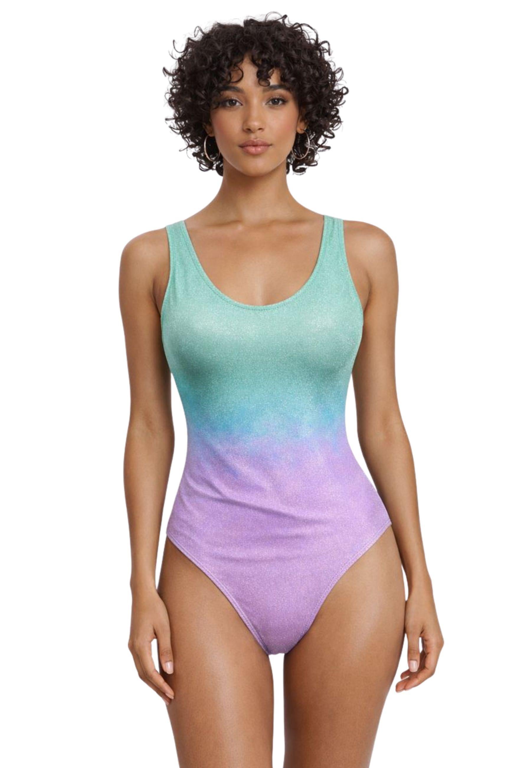 Costume intero in microfibra sfumata effetto brinato