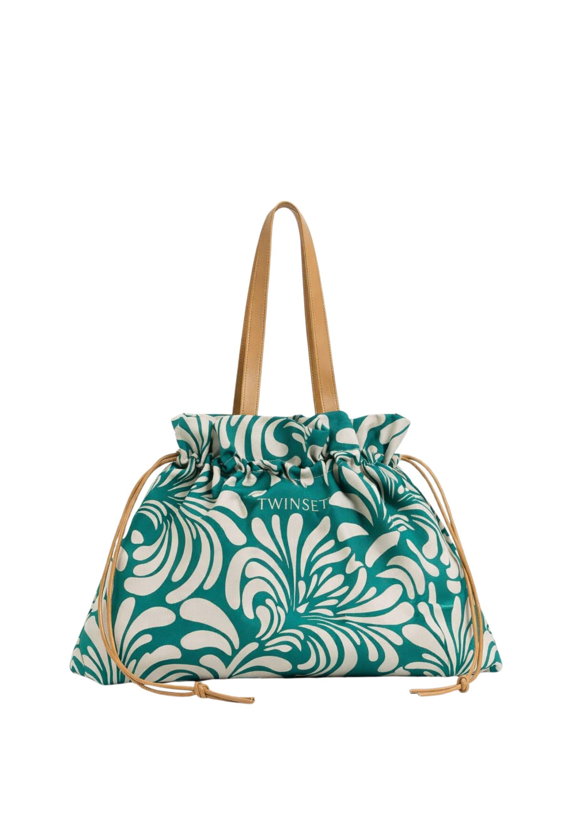 Borsa shopper in canvas stampa botanica