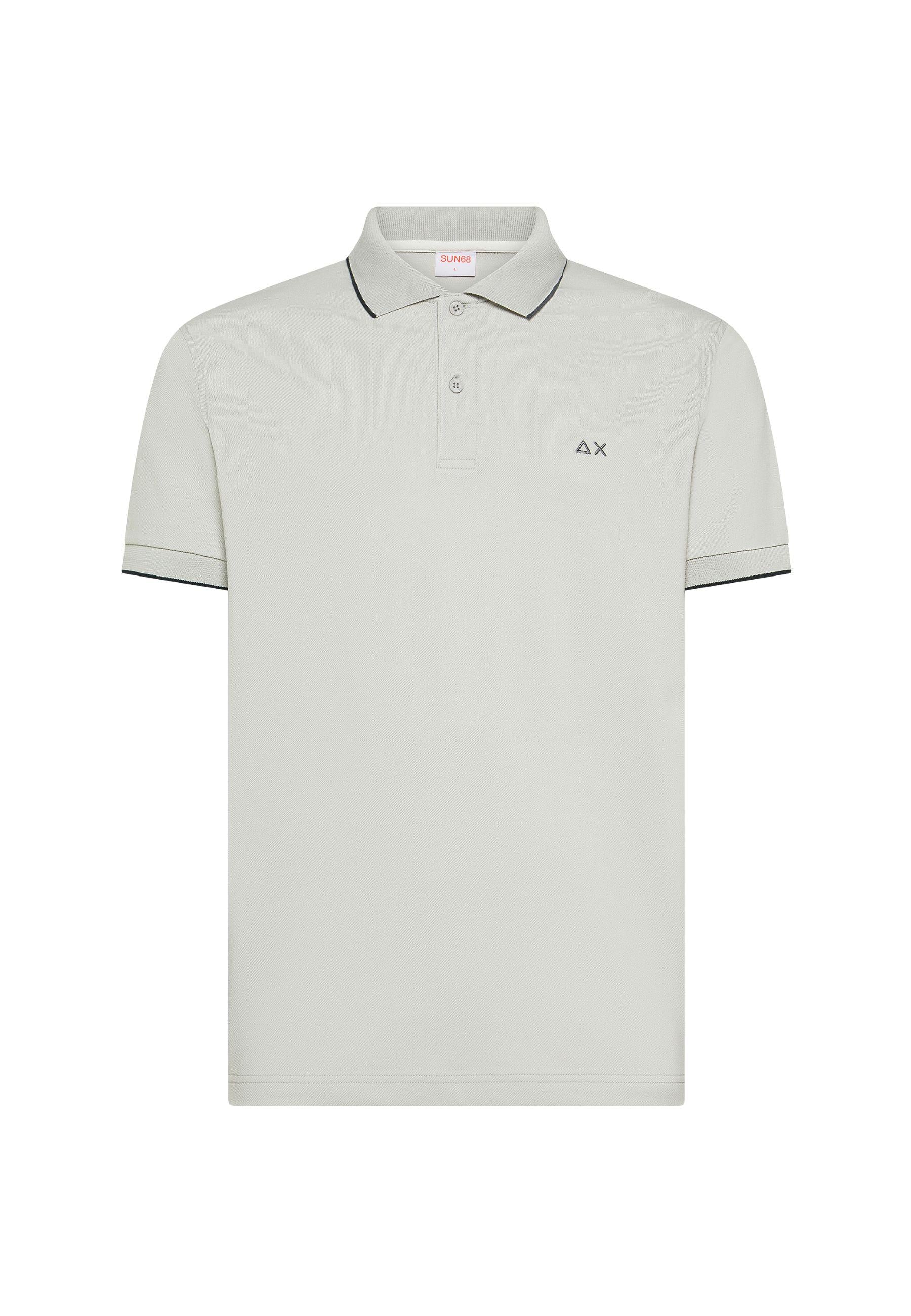 Polo con dettagli a contrasto in cotone grigio chiaro