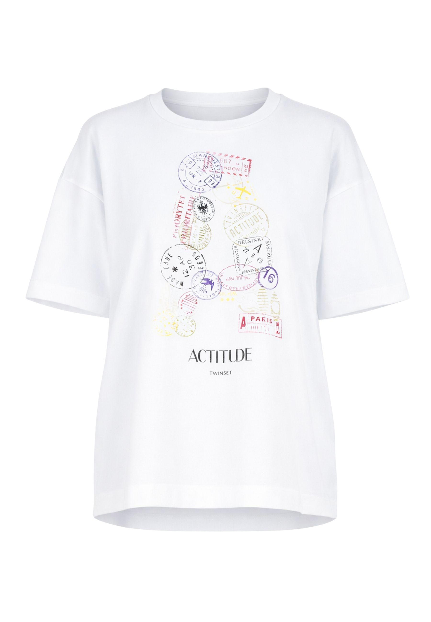 Twinset Actitude T-shirt con Stampa Passport - Bianco