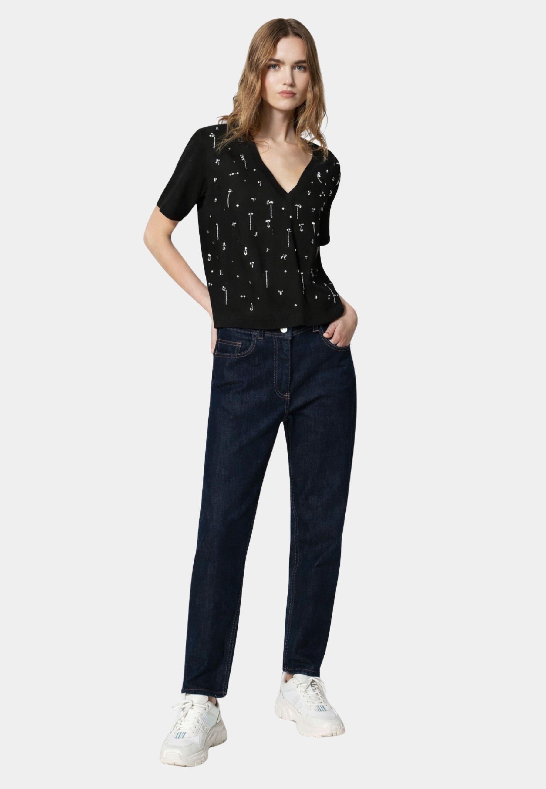 T-shirt cropped con ricami