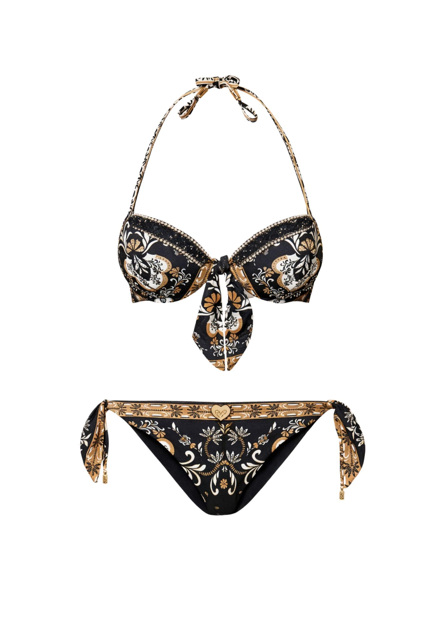 Bikini Twinset con stampa foulard e dettagli gioiello