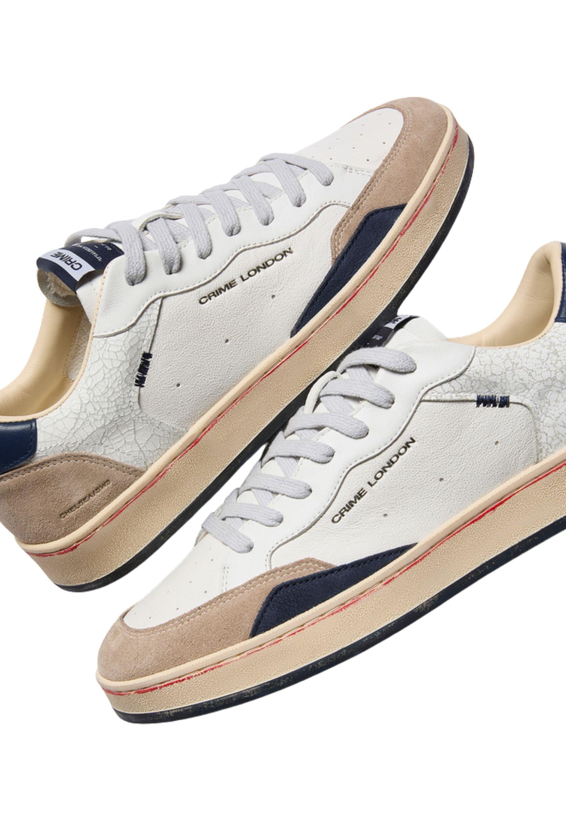 Chelsea Cracked White - Sneakers Uomo Made in Italy