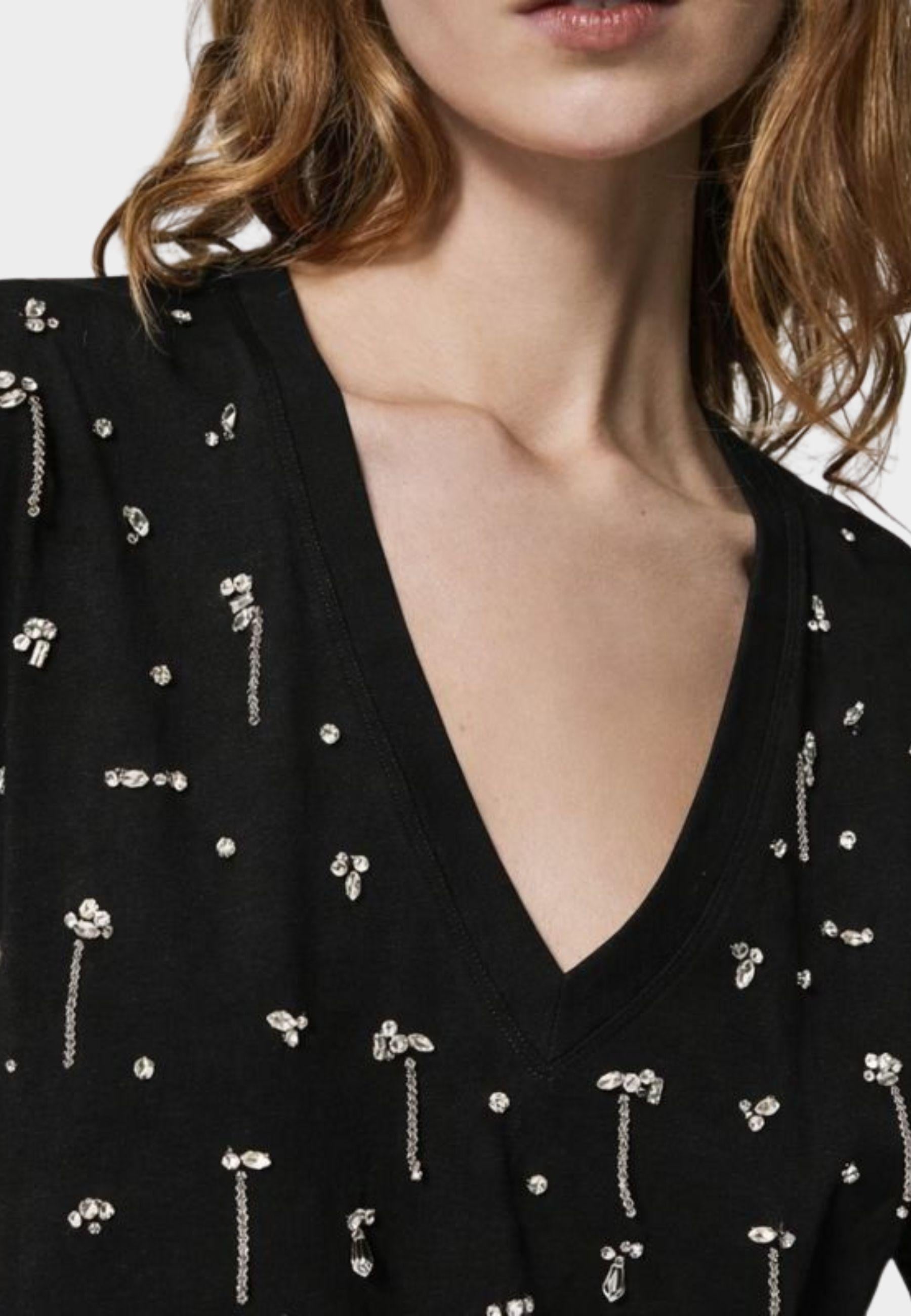 T-shirt cropped con ricami
