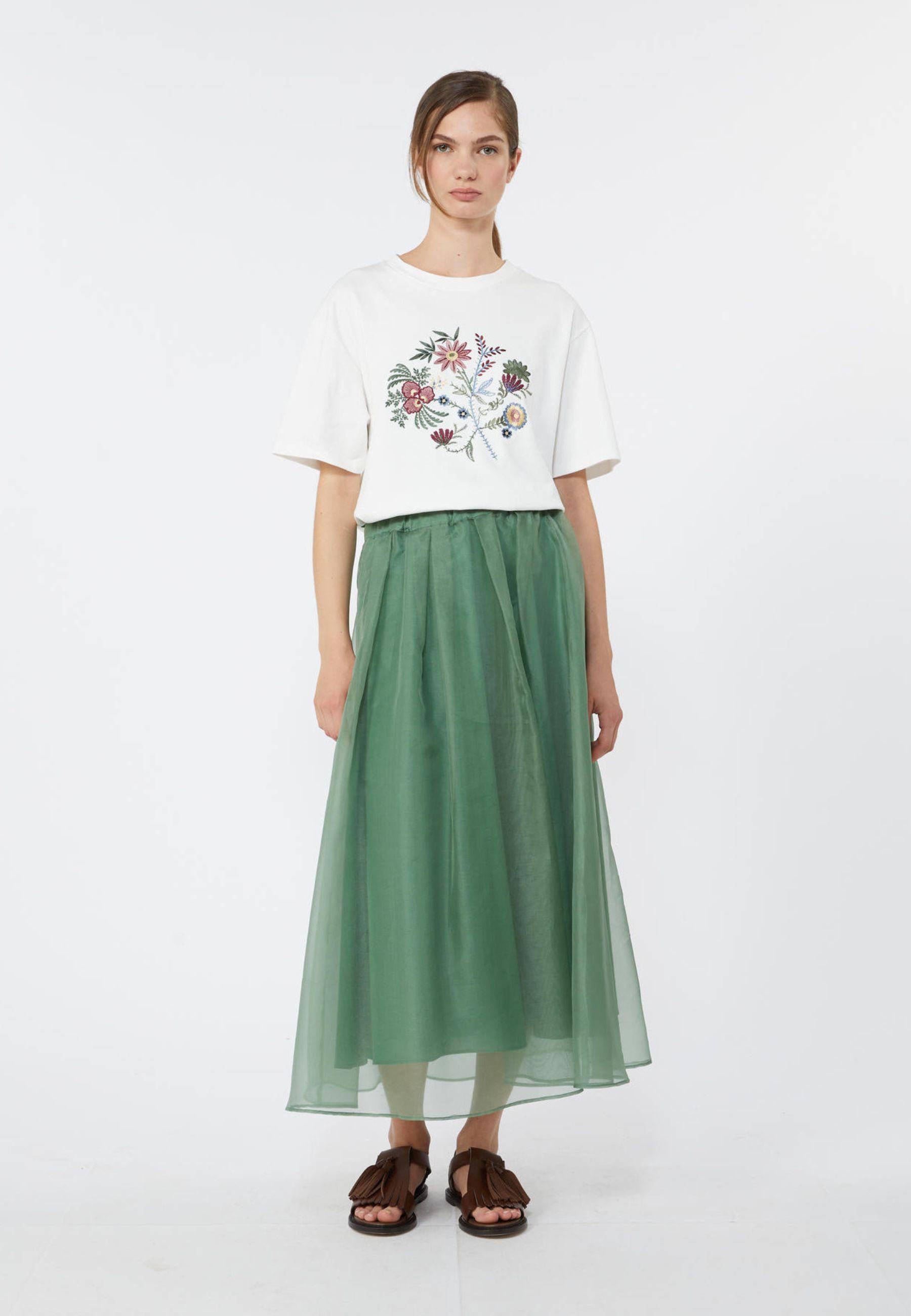 Weekend Max Mara - T-shirt in jersey interlock di puro cotone con ricamo