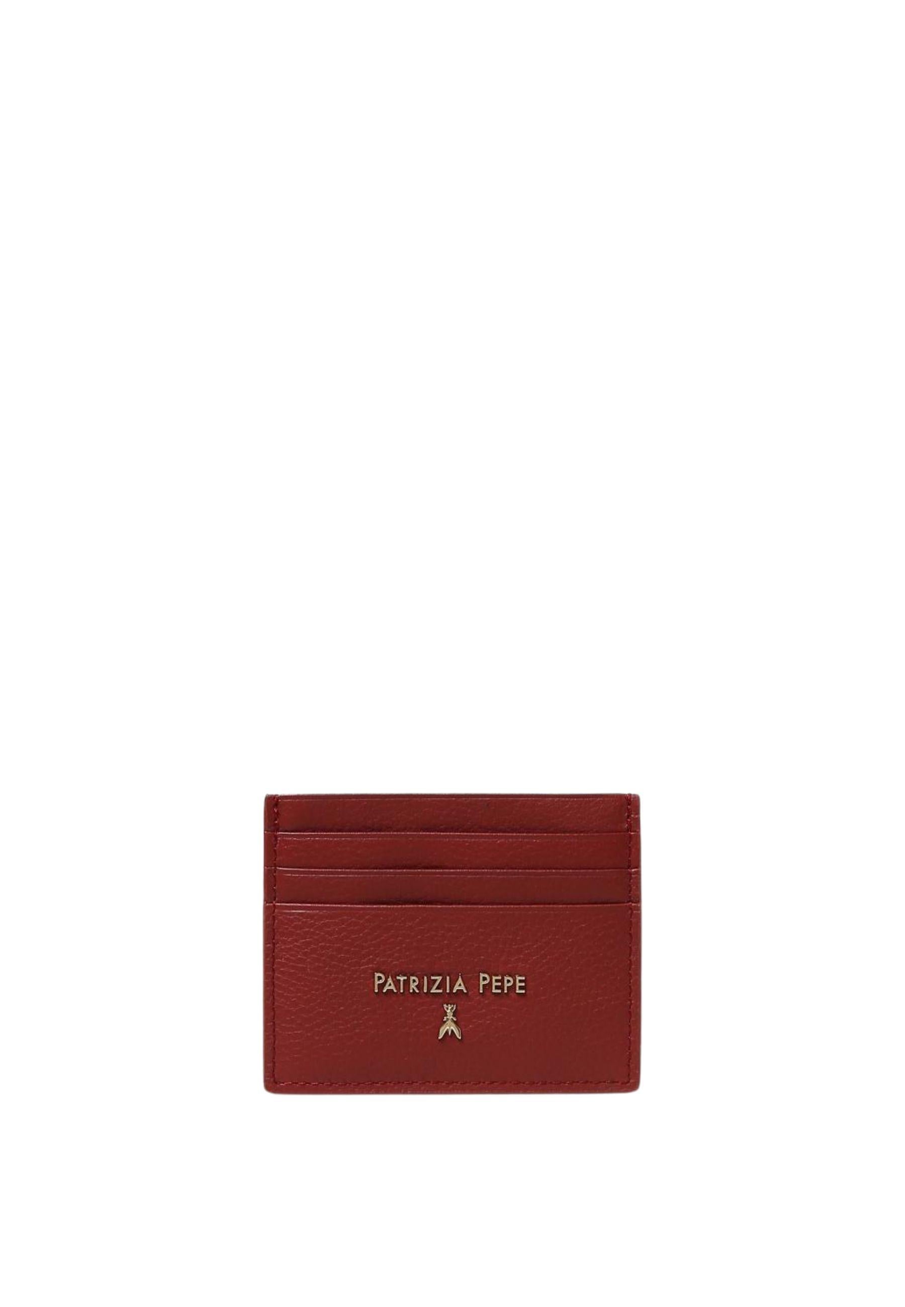 Portacarte Patrizia Pepe in pelle a grana con logo Fly
