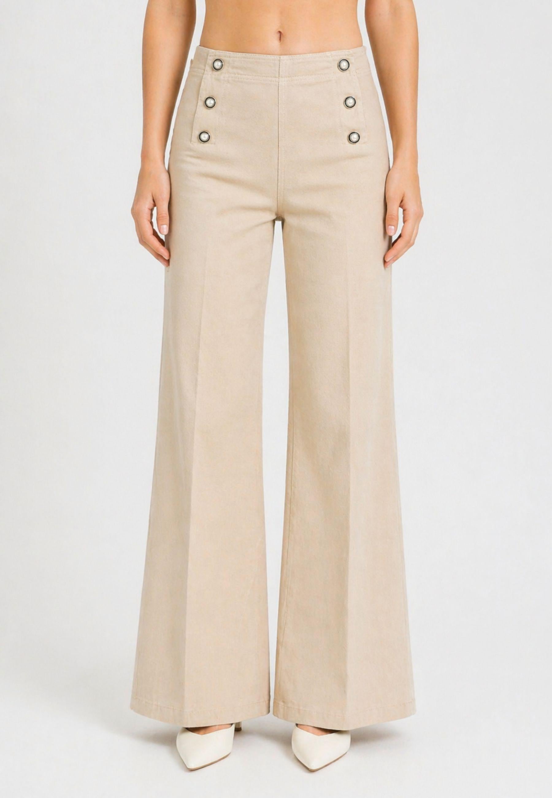 Pantalone wide leg in cotone