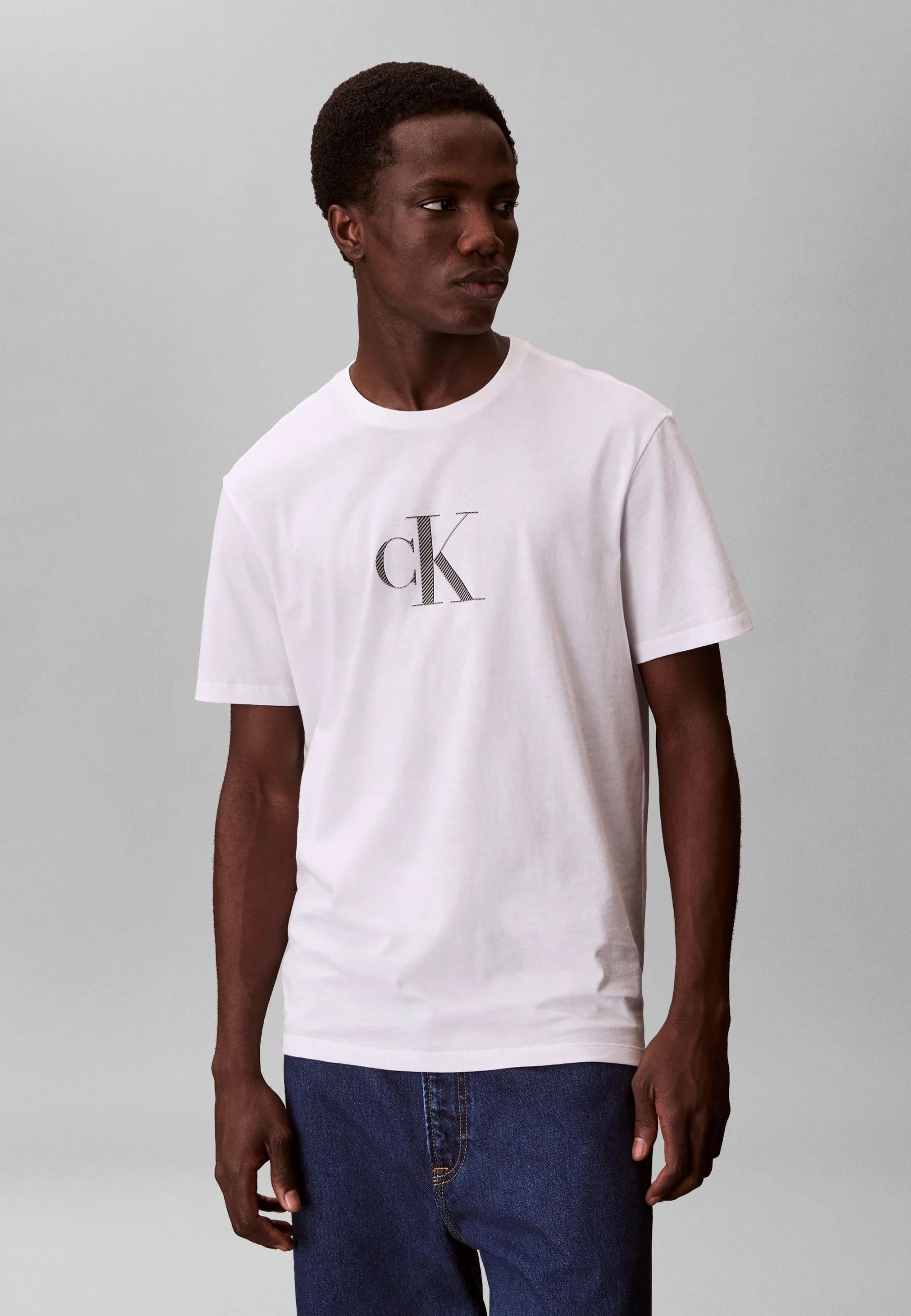 Calvin Klein - T-shirt logo CK in jersey di cotone