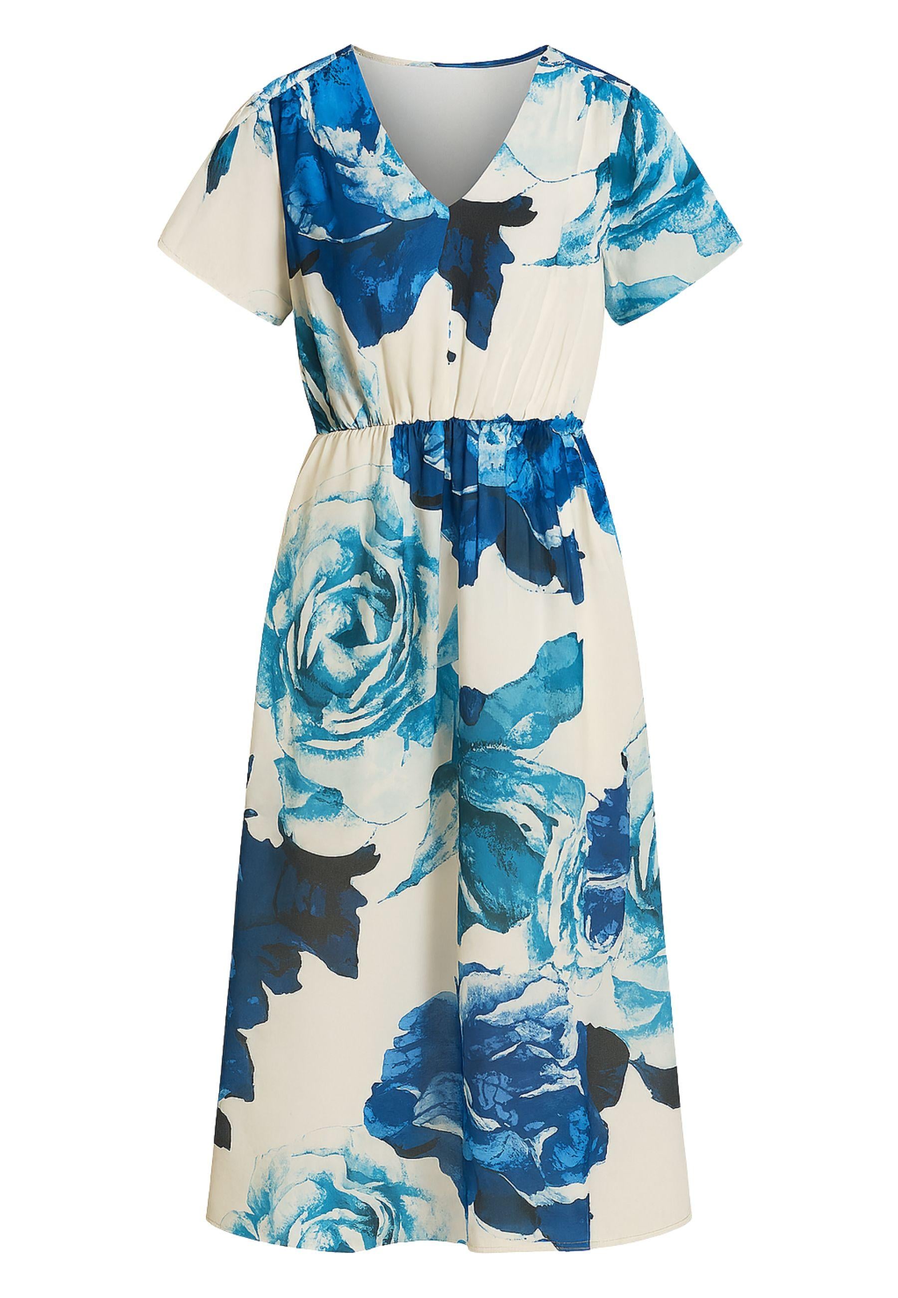 Abito Midi Floreale DonnaG - Stampa Blu Acquarello