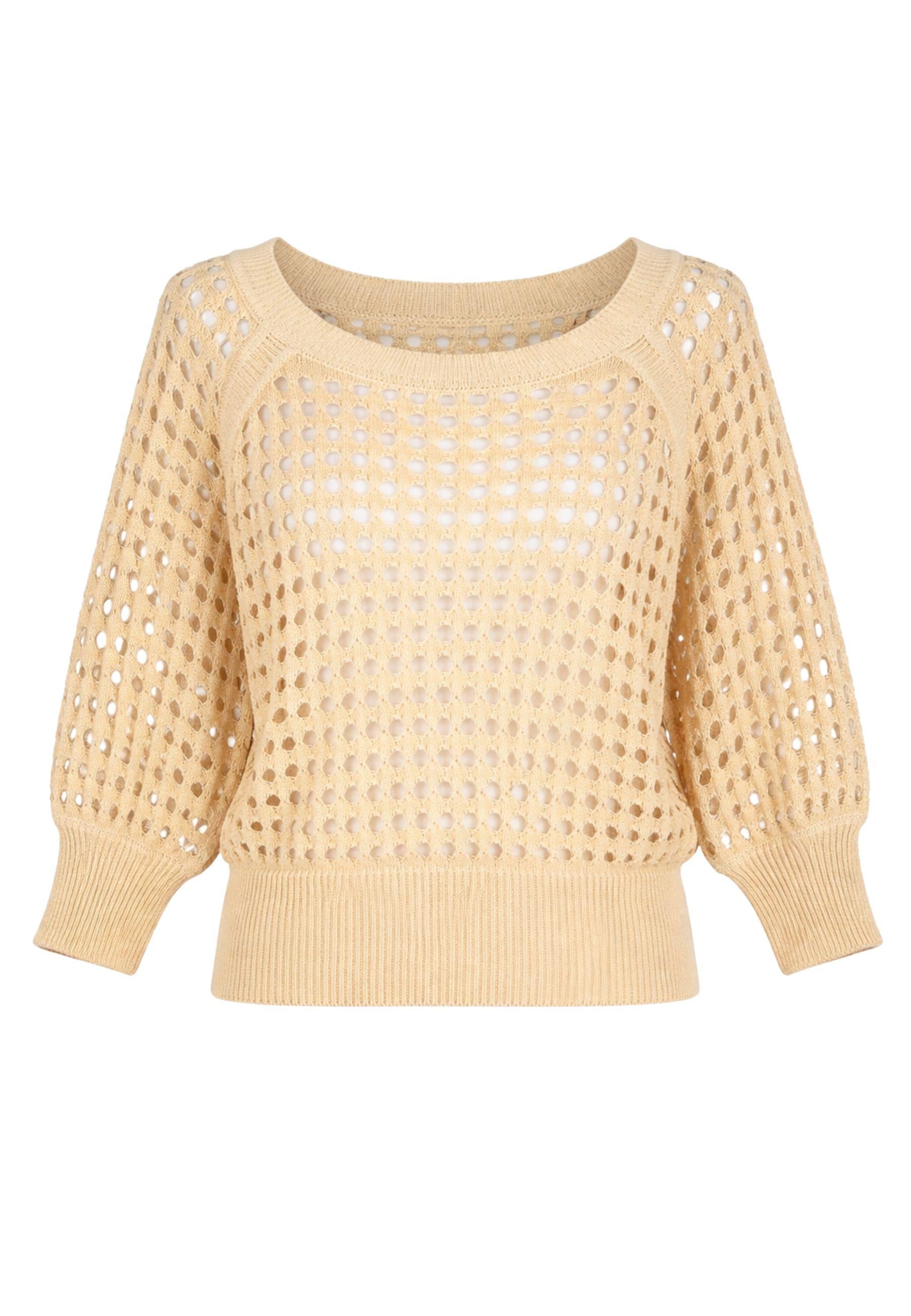 Twinset Maglia Traforata in Cotone Blend - Giallo Chiaro