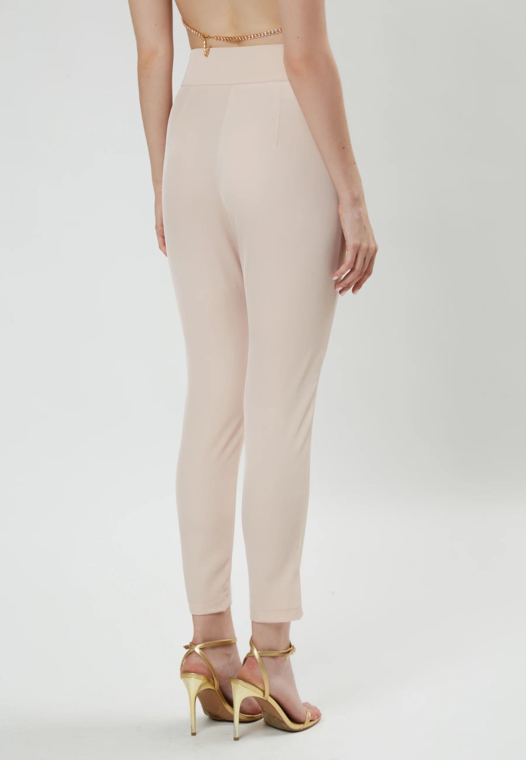 Pantalone cipria a vita alta