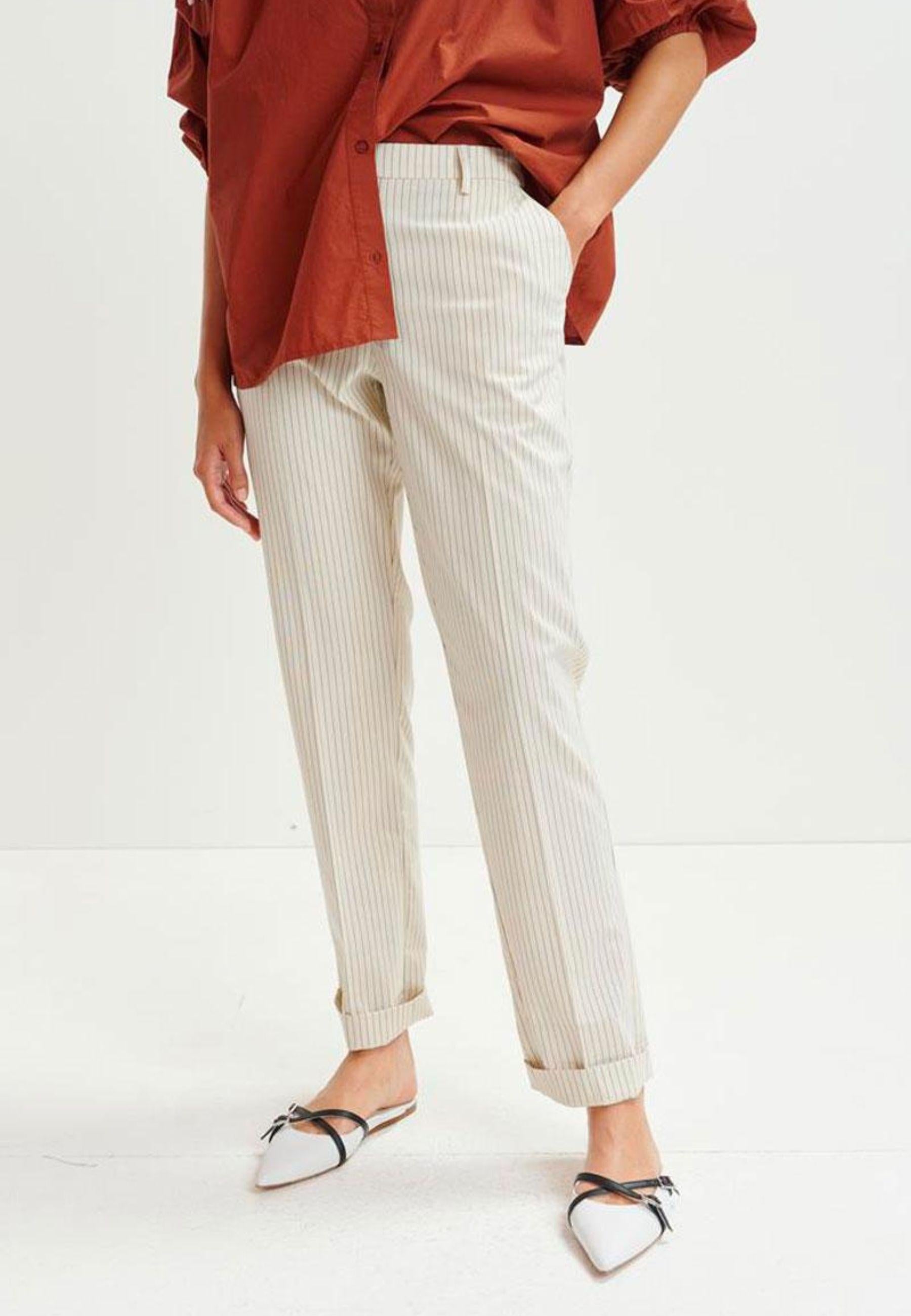 Essentiel Antwerp - Pantaloni a Righe Beige