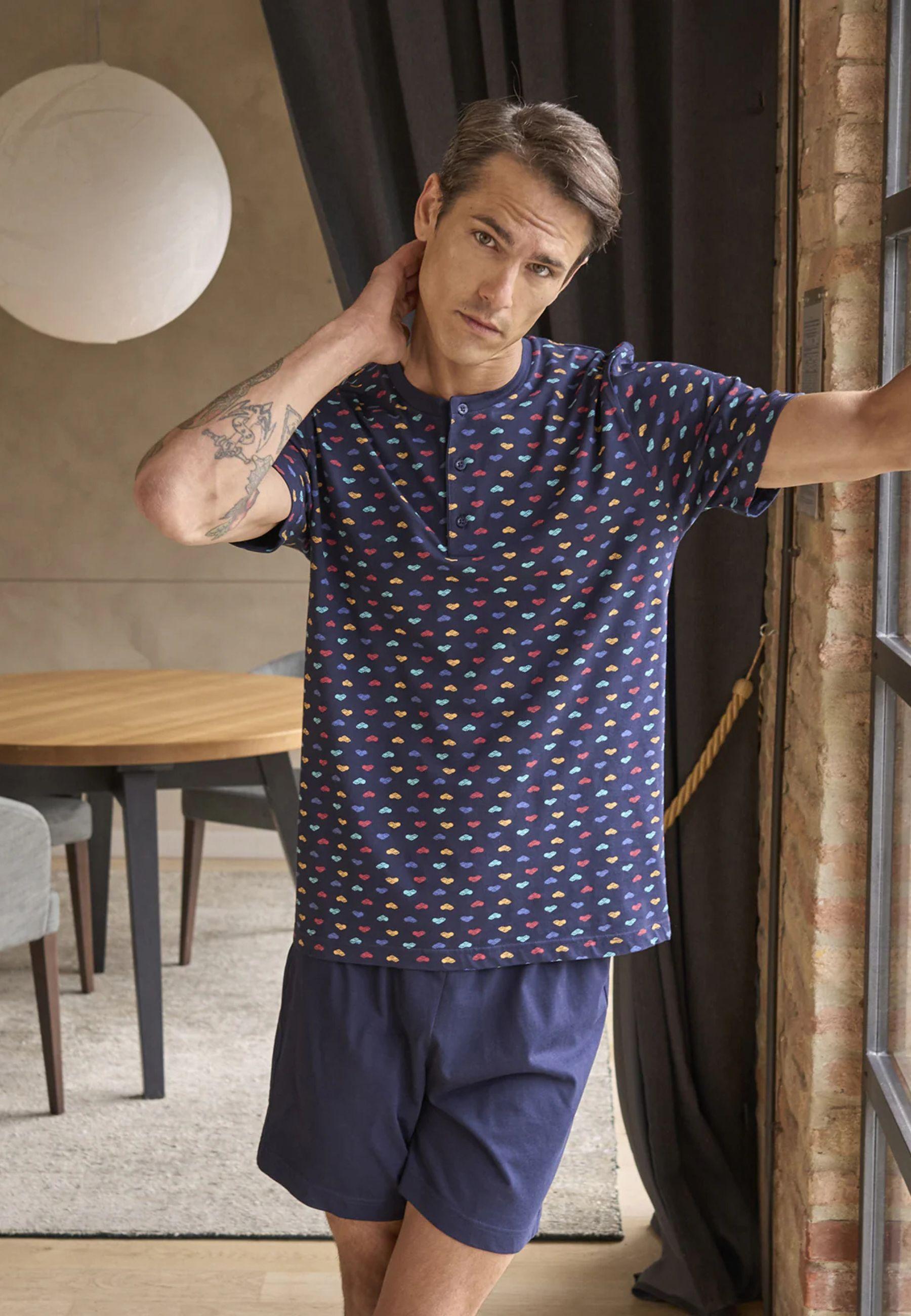 Pigiama Uomo Corto in Fresco Jersey di Cotone