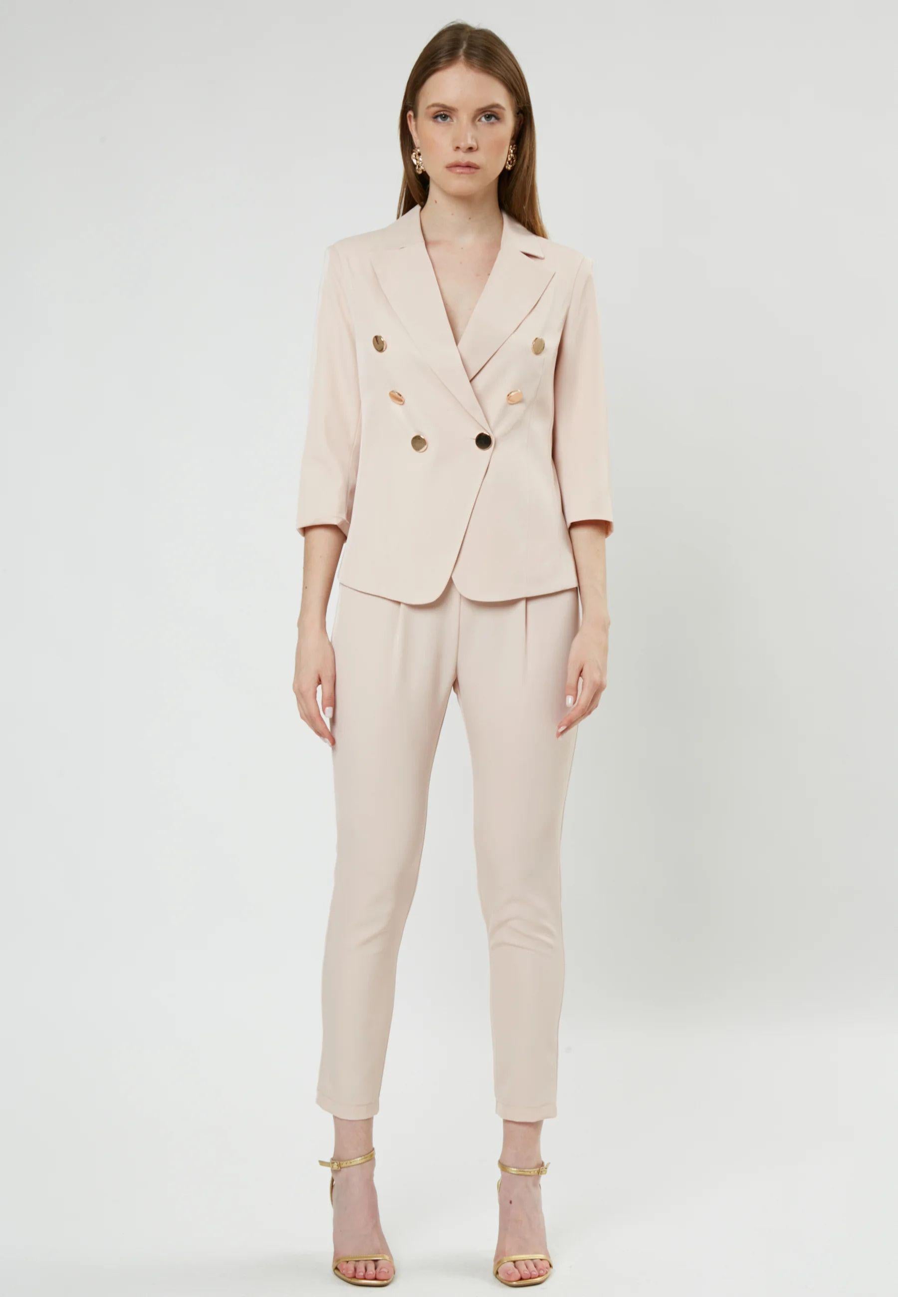 Pantalone cipria a vita alta