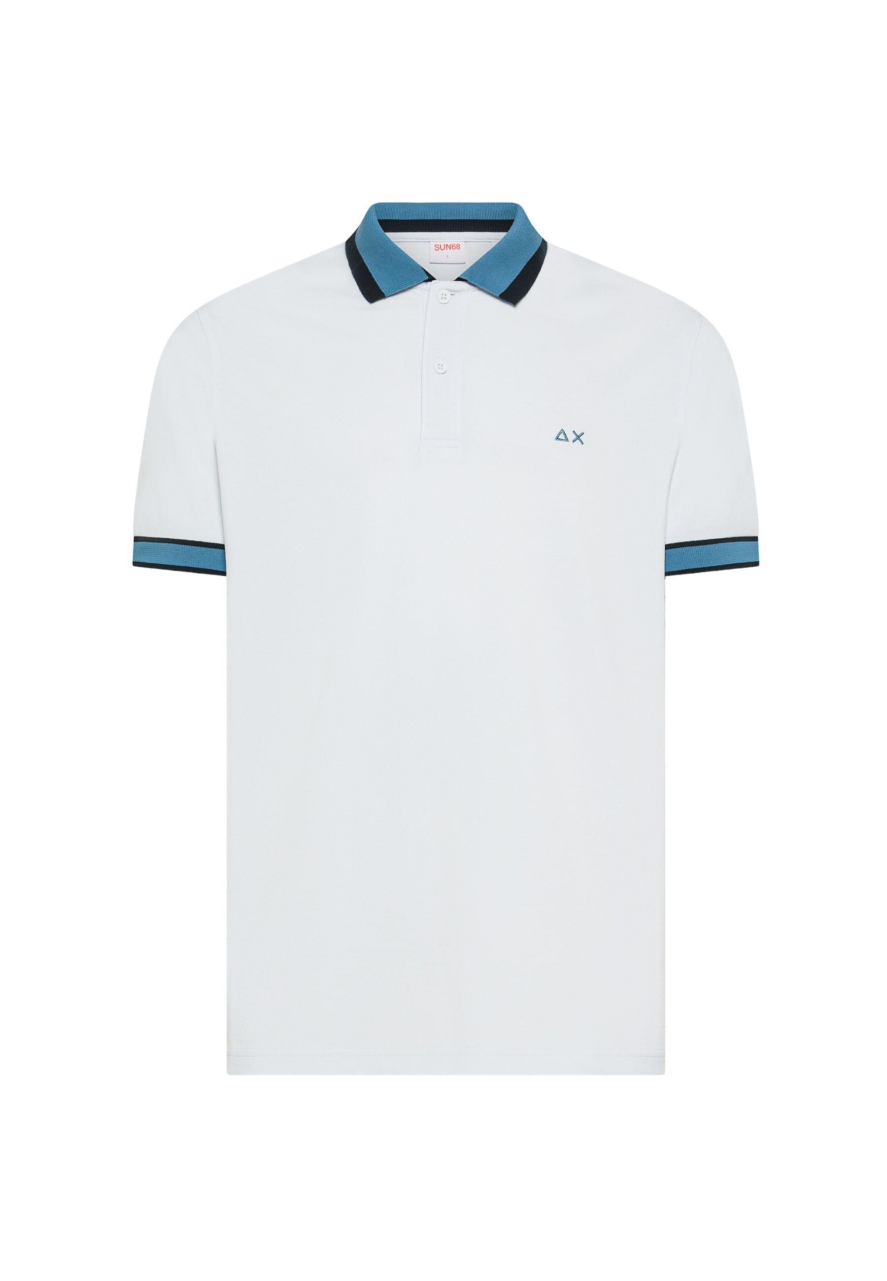 Polo SUN68 in cotone stretch con profili a contrasto