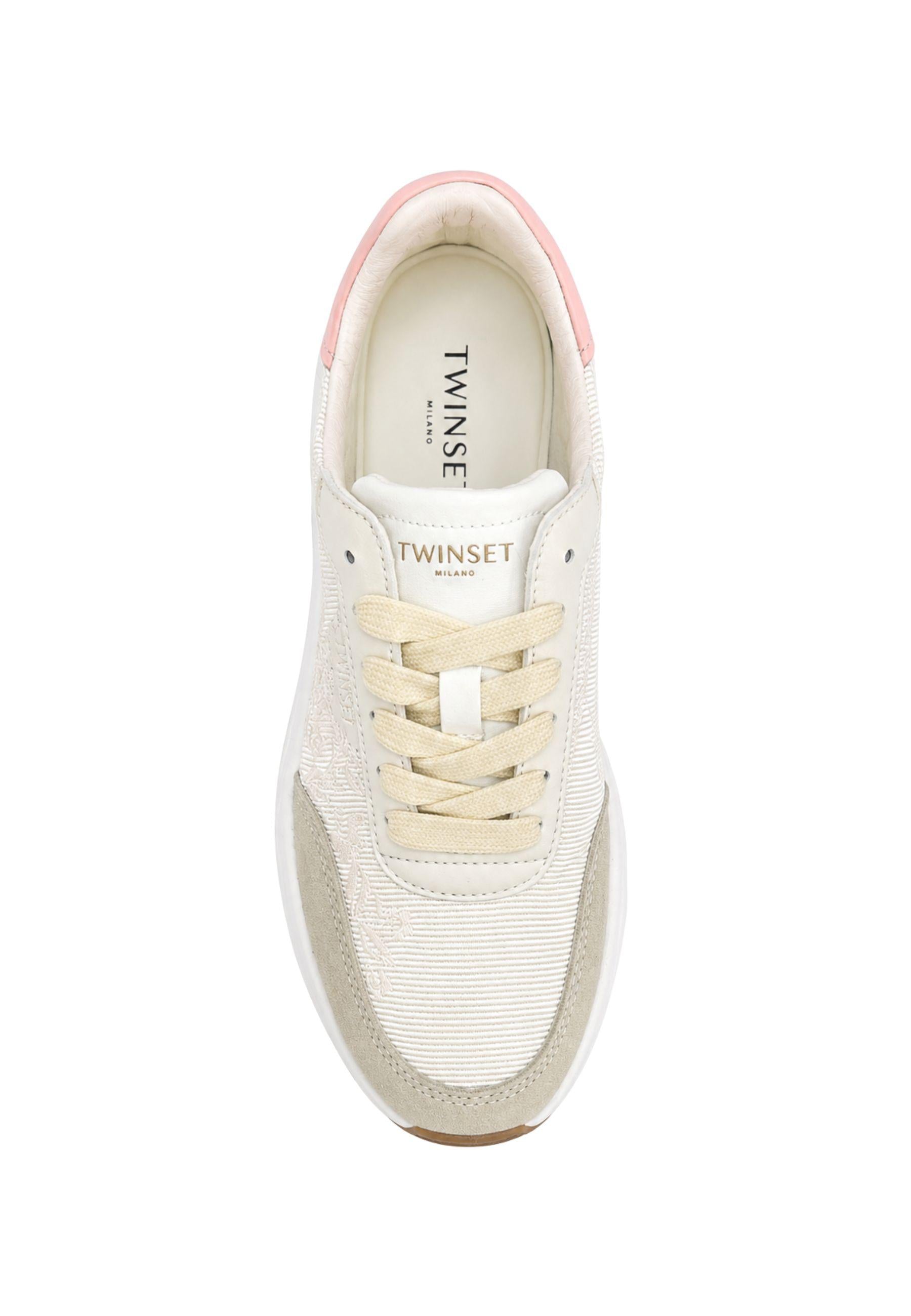 Sneakers Twinset in tessuto con ricamo floreale