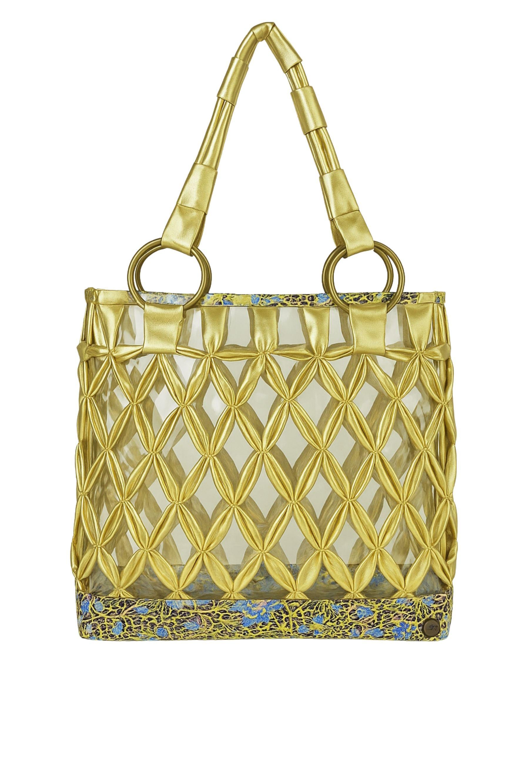 Borsa Mare Intrecciata Emamò - Eleganza Esotica in Oro e Animalier