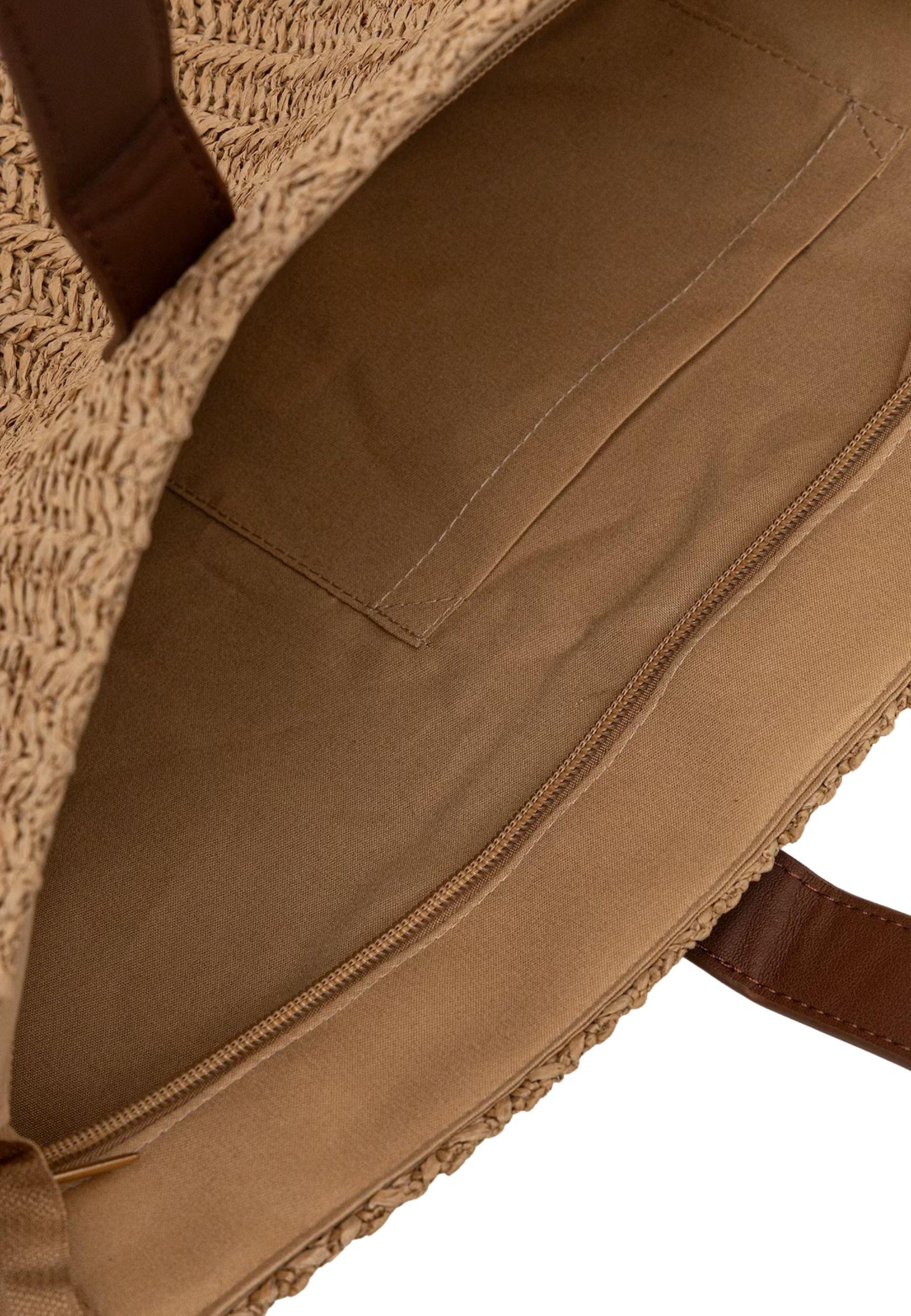 Borsa shopper in rafia con frange