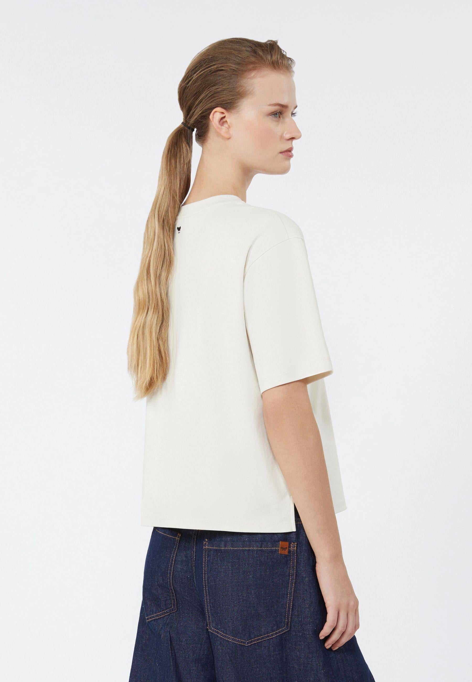 T-shirt boxy in jersey di cotone con stampa