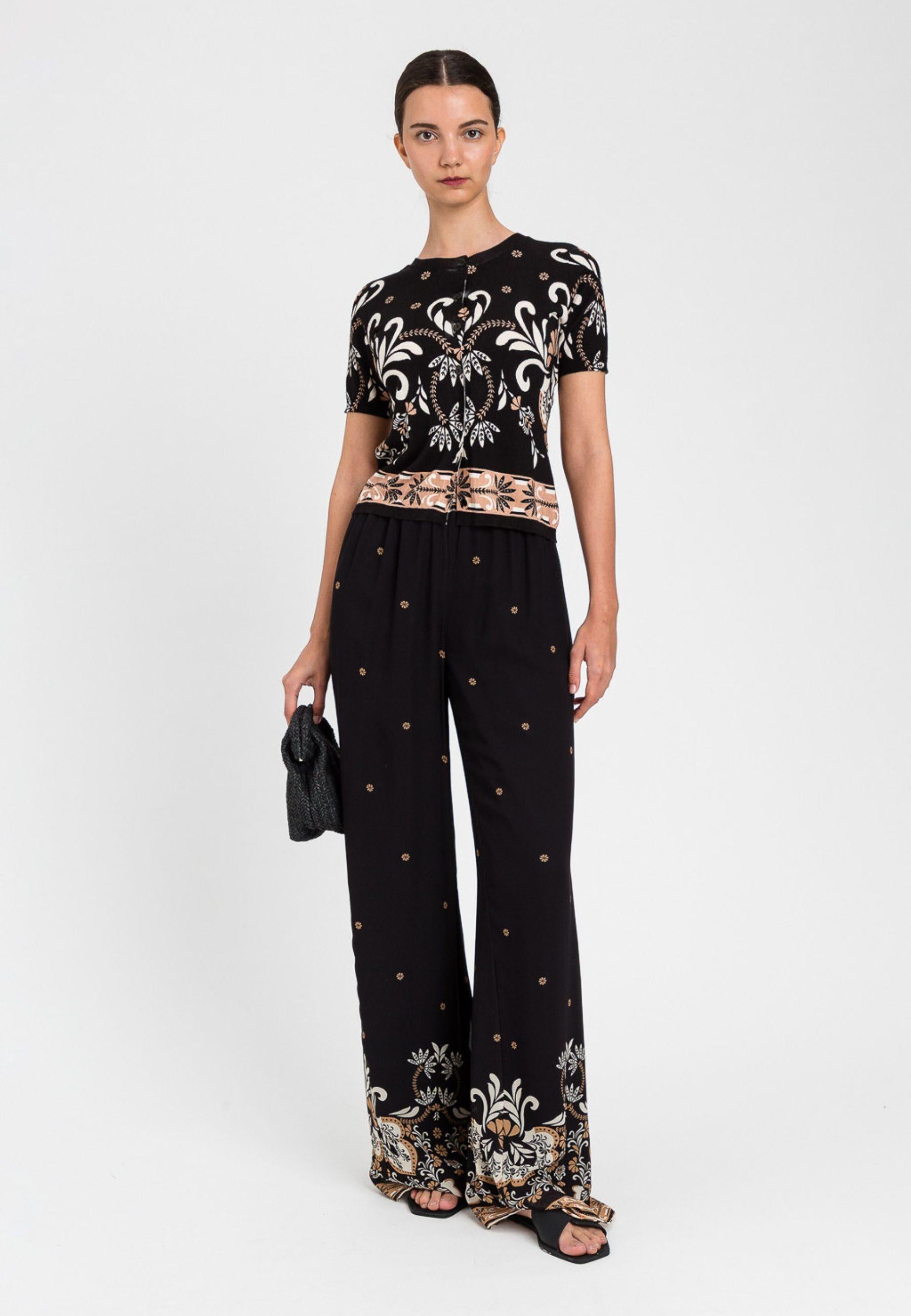 Twinset - Pantalone Palazzo Stampa Foulard