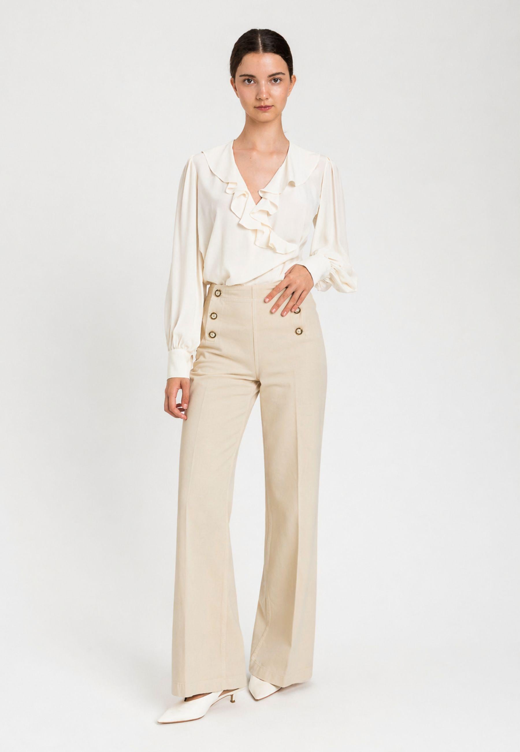Pantalone wide leg in cotone