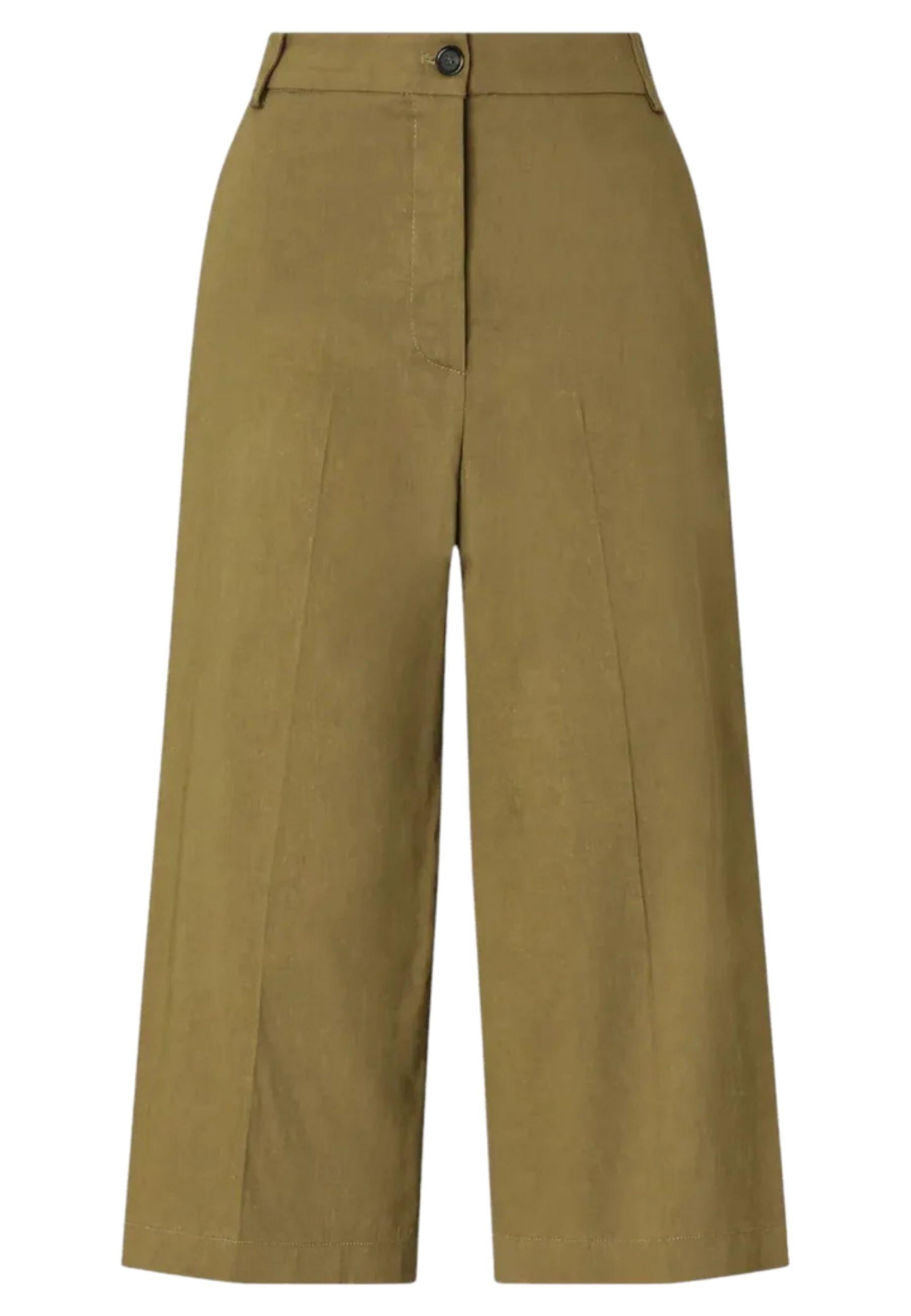 PINKO - Bermuda Donna Raccontami in Misto Lino Stretch | Oliva